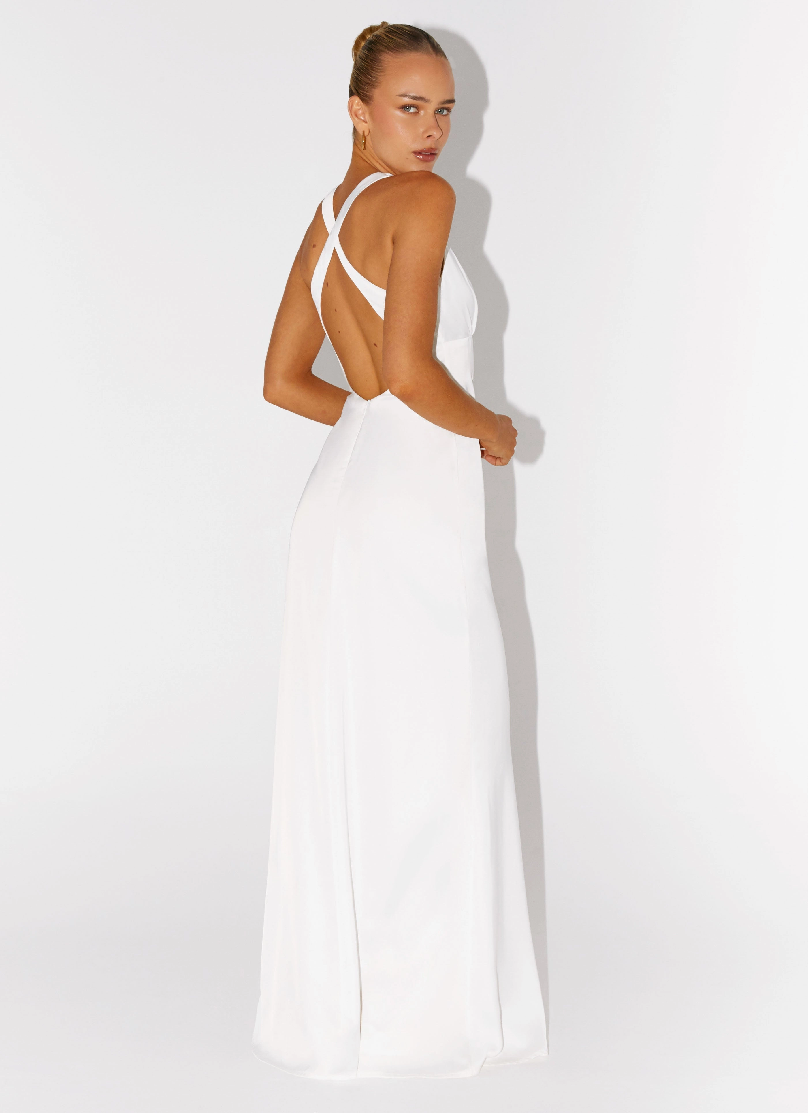 Polished Edge Desi Halterneck Maxi Dress - White