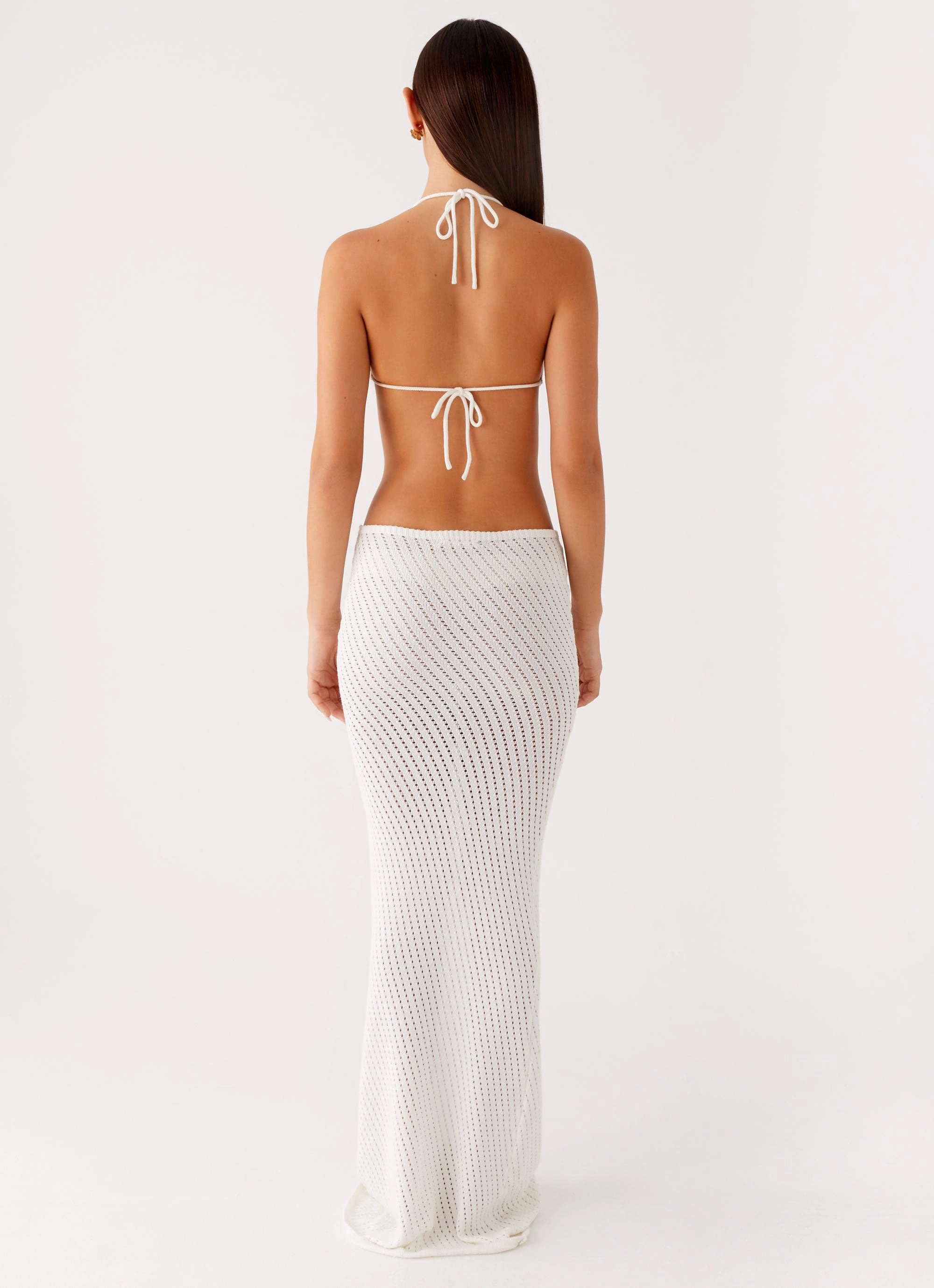 Luxe Look Comfortable Silhouette Caicos Crochet Maxi Dress - White