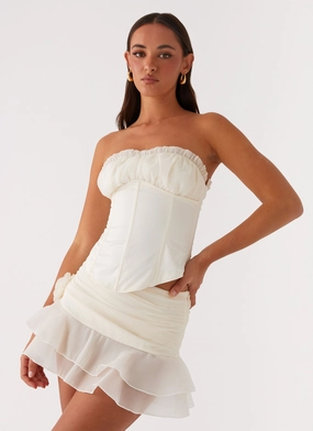 Soft Mood Call Me Never Tiered Mini Skirt - Ivory