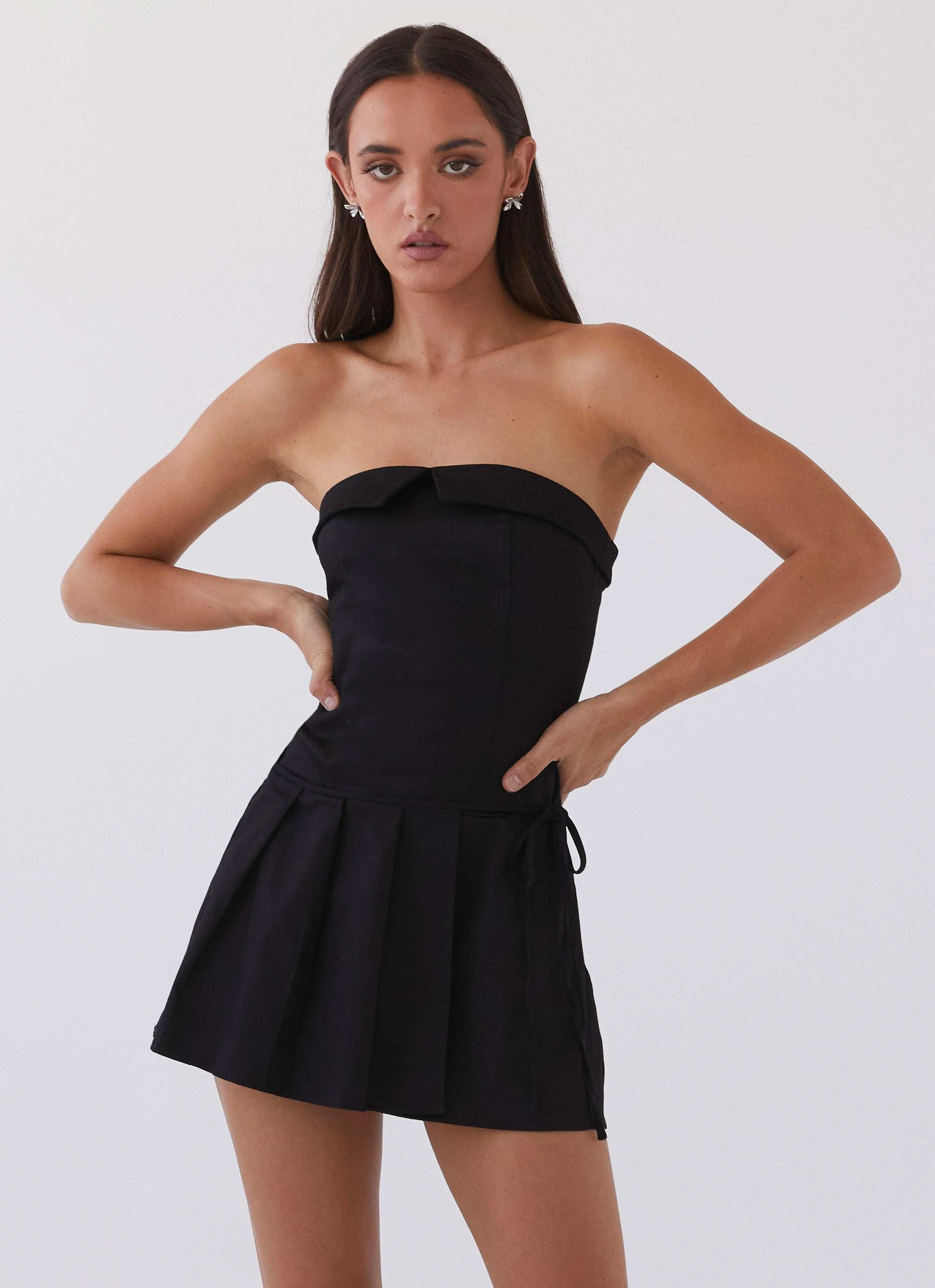 Calling The Shots Mini Dress - Black Stud-Detail and Effortless fit dress.