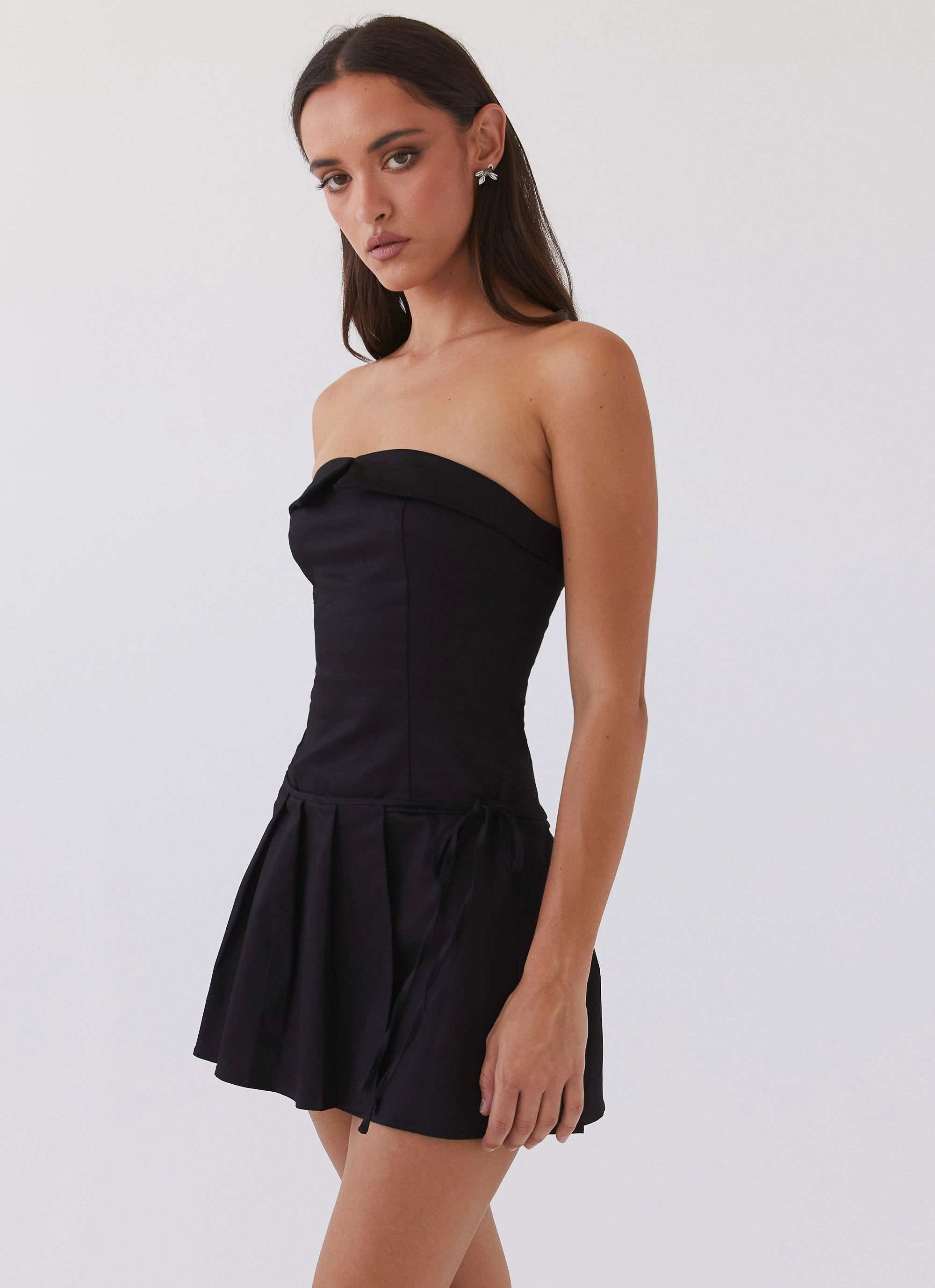 Calling The Shots Mini Dress - Black Satin Grace Pure Motion