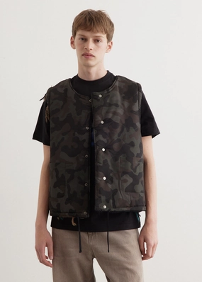 Camouflage Reversible Knit Vest Snap Closure System Snow Block