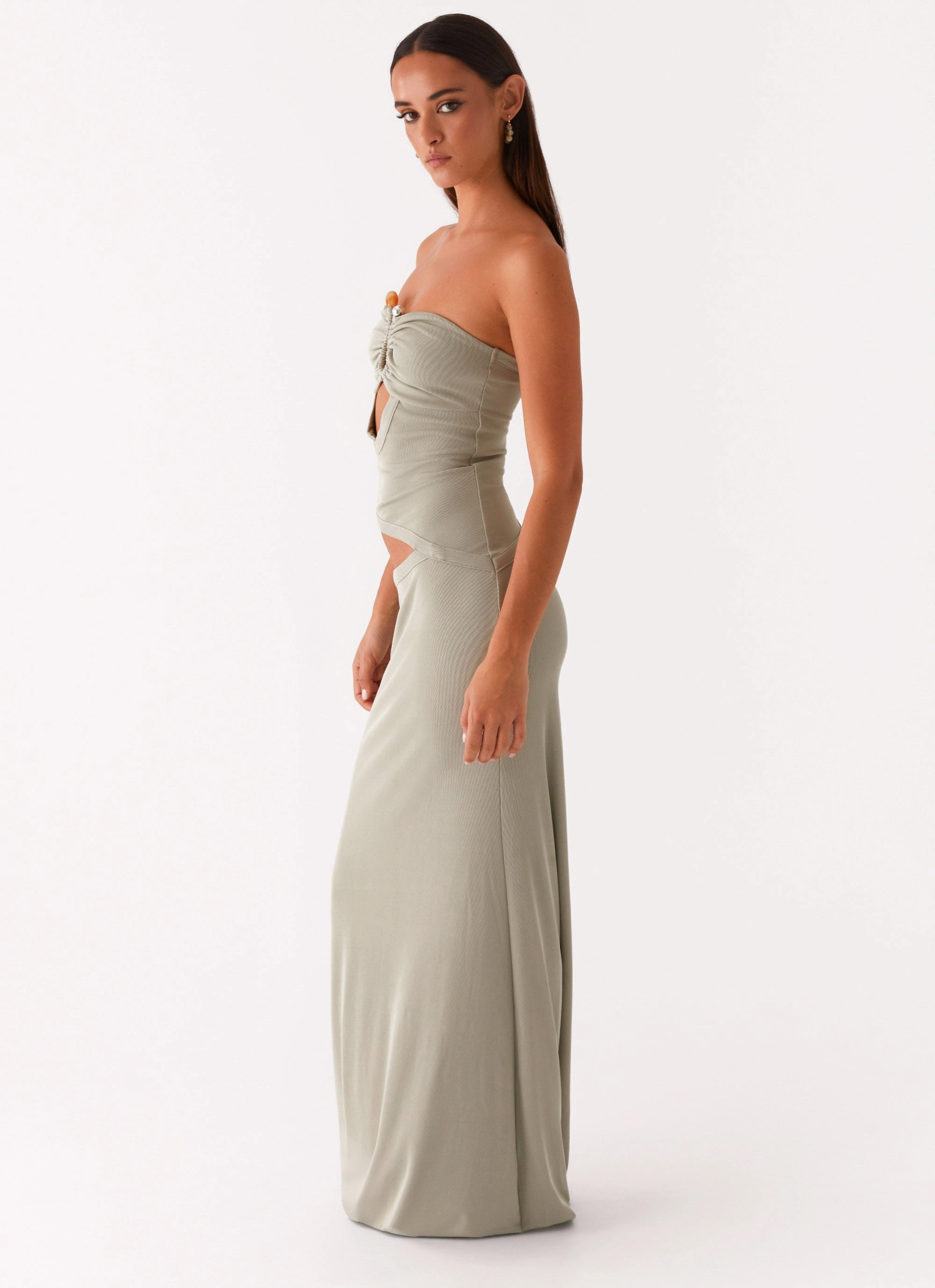 Glam Touch Timeless Vibe Wild Roses Maxi Dress - Sage