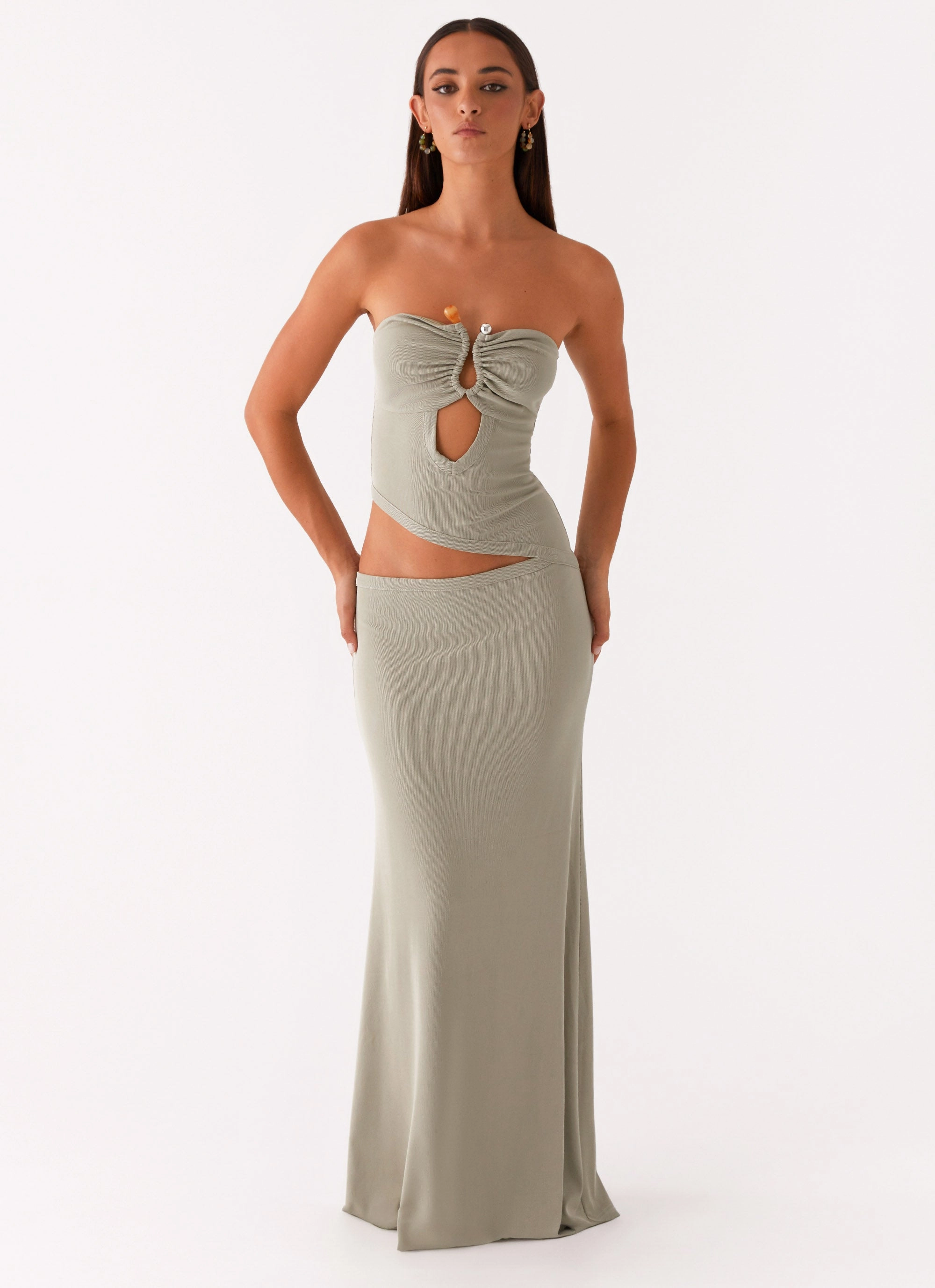Wild Roses Maxi Dress - Sage Minimalist feel