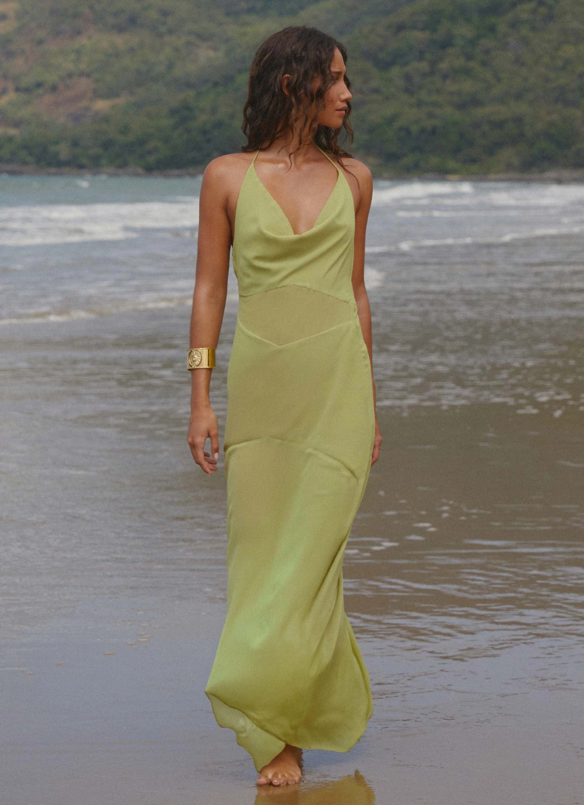 Samoa Maxi Dress - Lime Zip-Closure