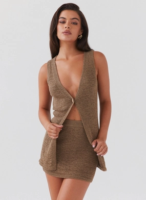 Minimal Touch Capri Glow Knit Skirt - Khaki