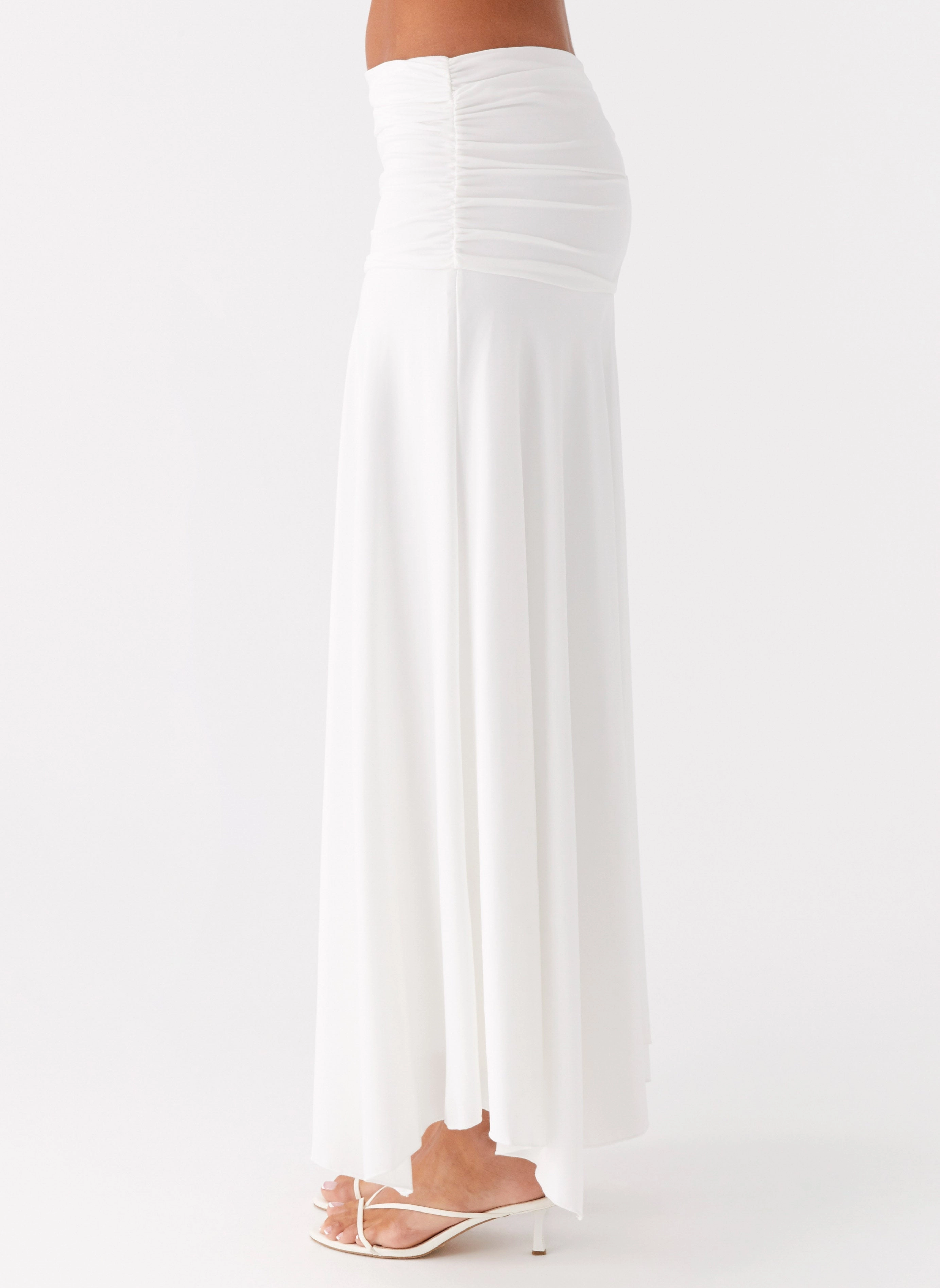 Resort Vacation Liana Ruched Maxi Skirt - White