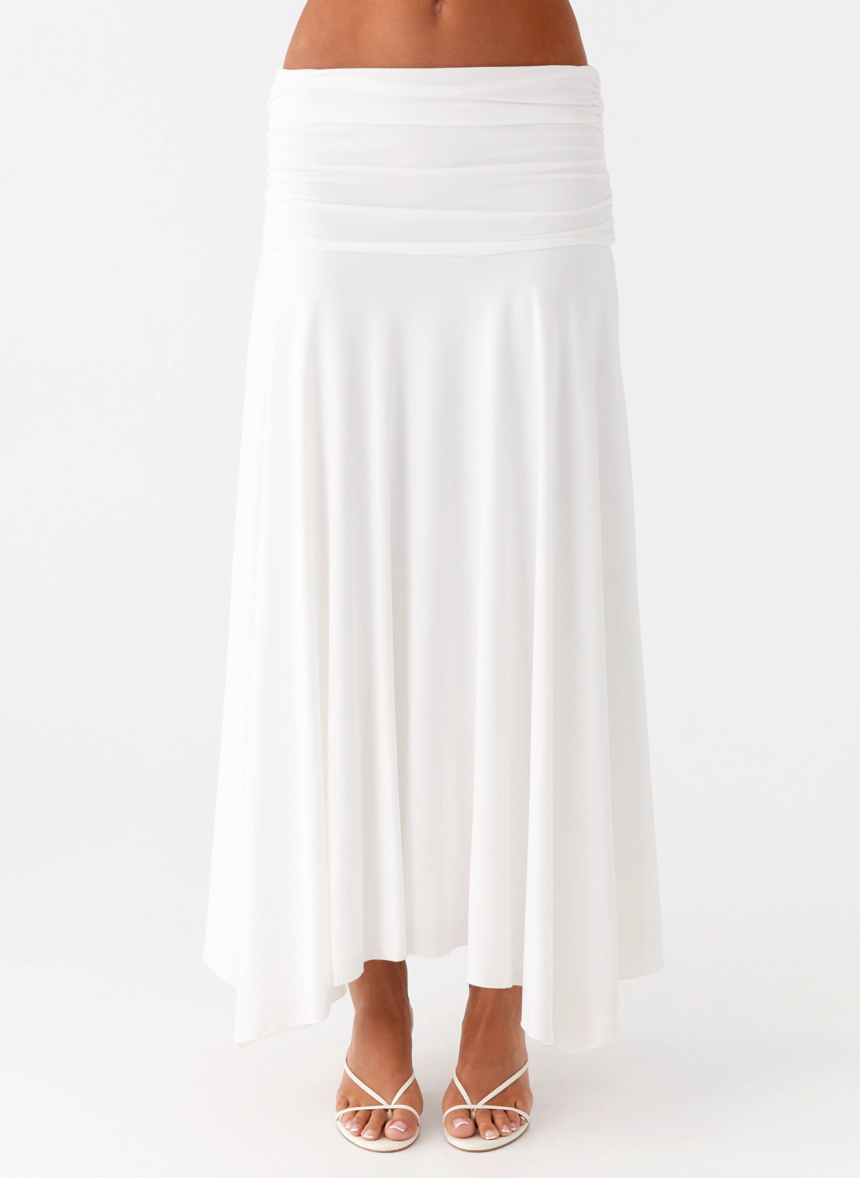 Liana Ruched Maxi Skirt - White color block