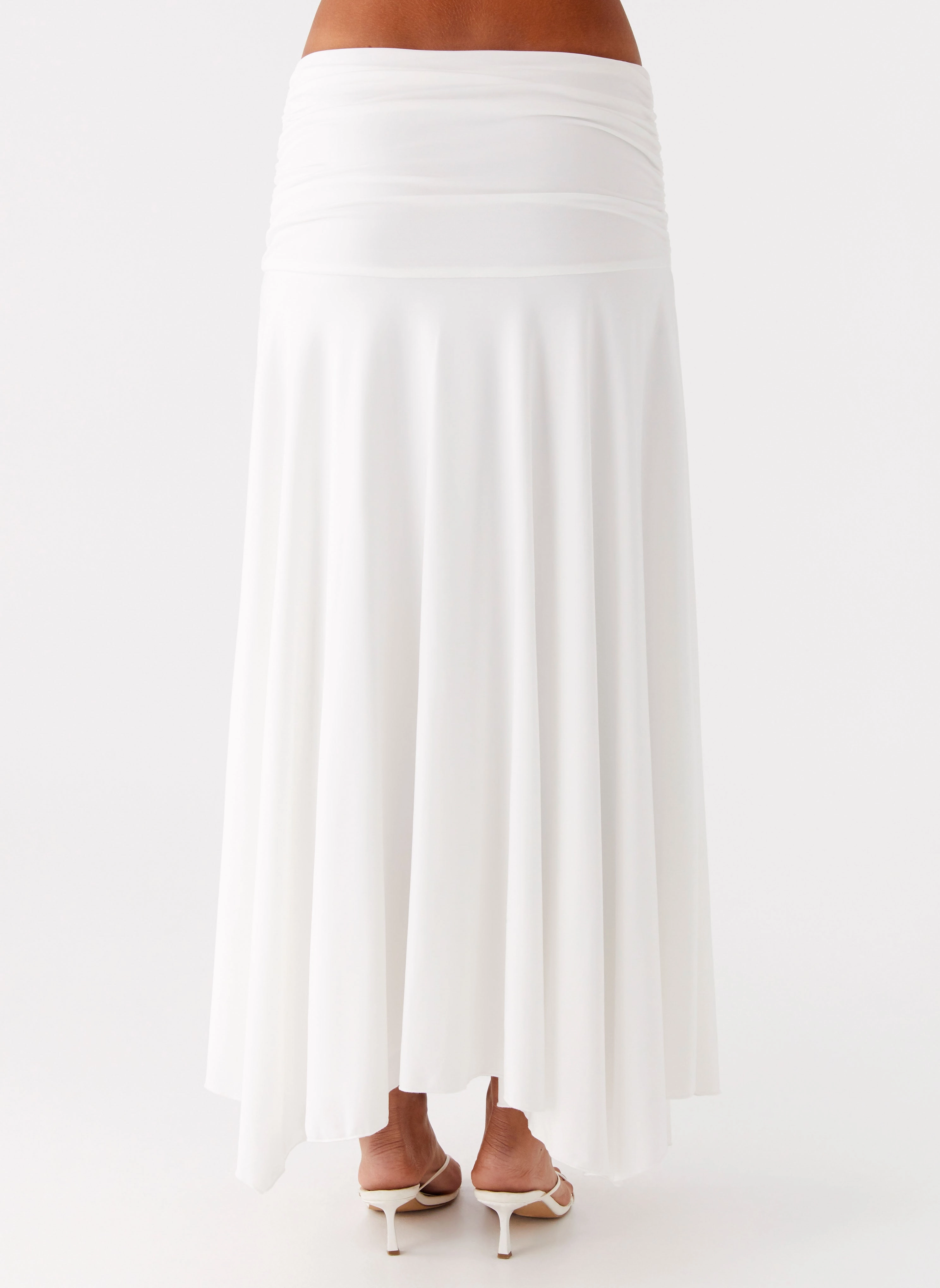 Eco Friendly Casual Feel Liana Ruched Maxi Skirt - White