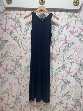 Lace Soft Sleeveless Midi Dress in Navy