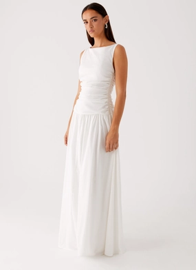 Mood Casual Carmel High Neck Maxi Dress - White