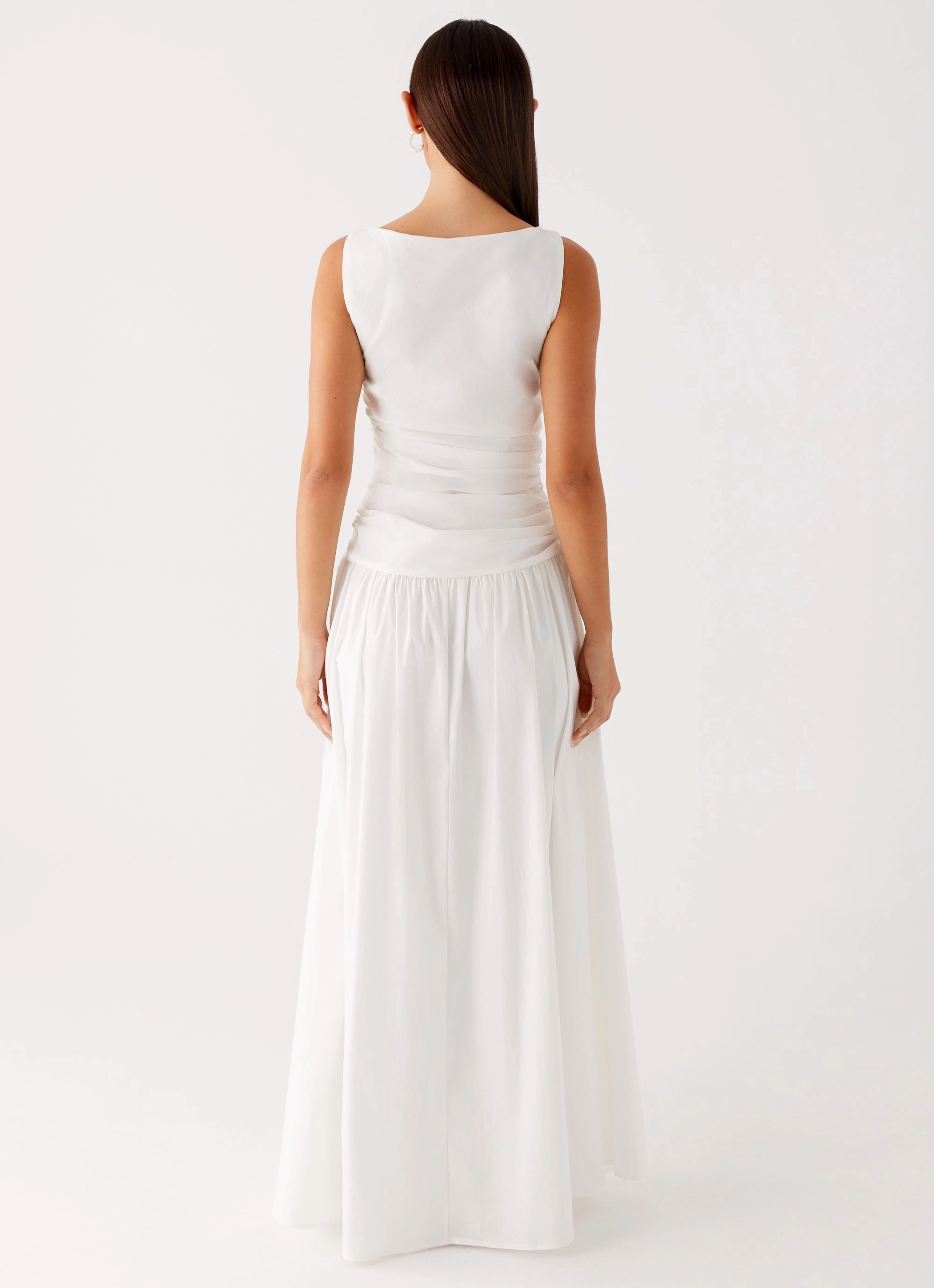 Carmel High Neck Maxi Dress - White Flattering Look Fit Party Perfect