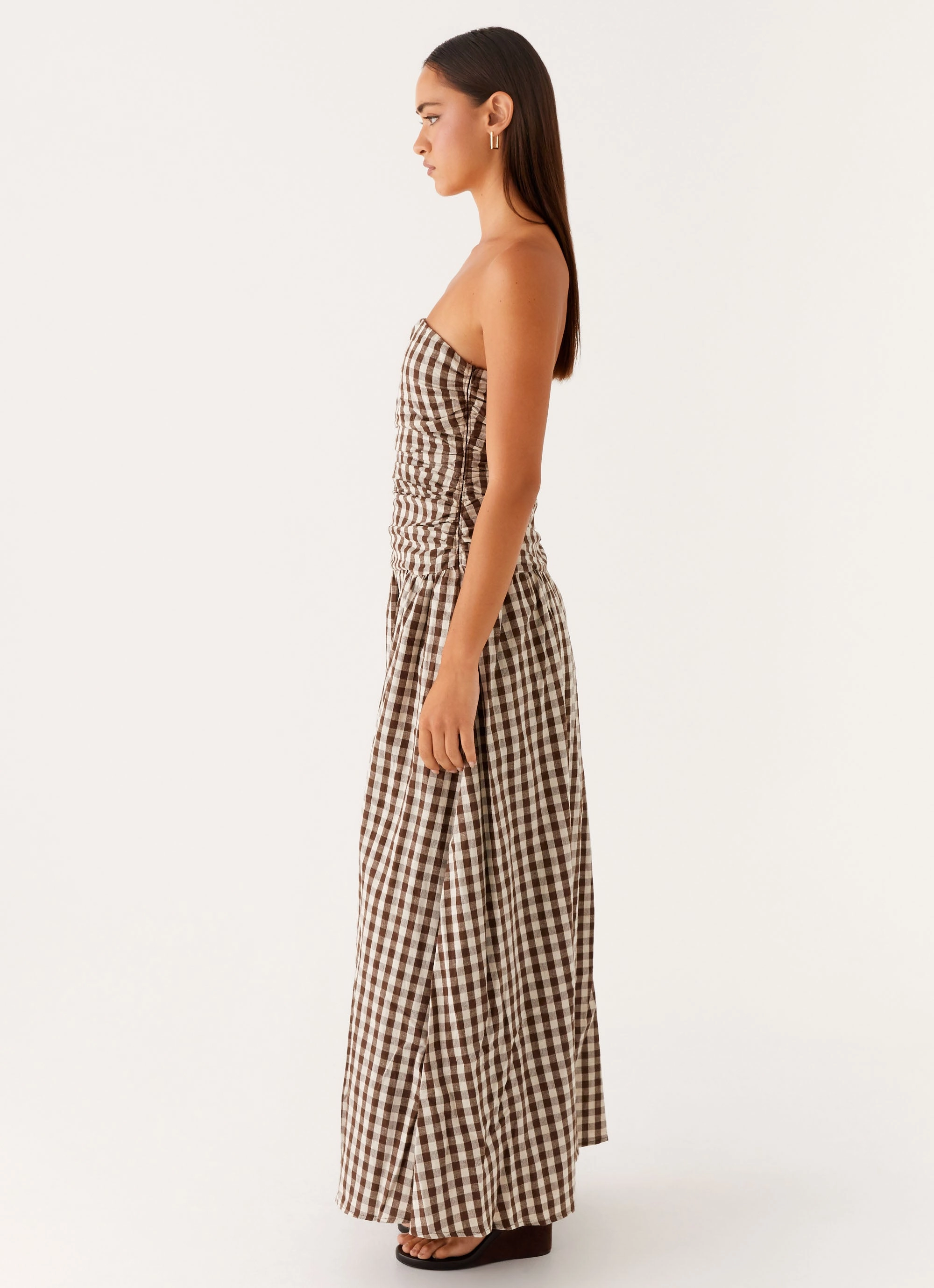 Carmel Maxi Dress - Brown Gingham Editors-Pick