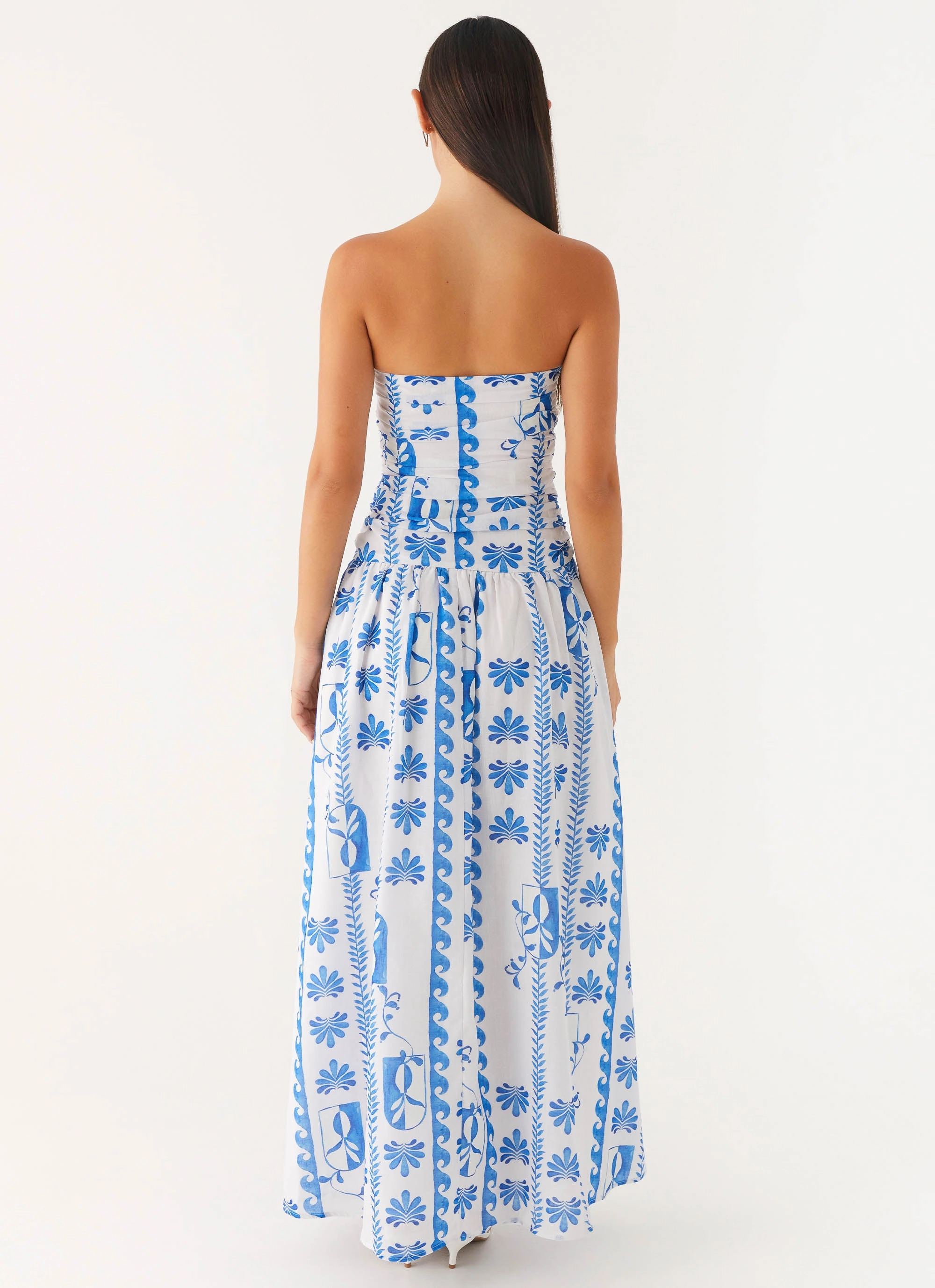 Minimal Design Bodycon-Fit Carmel Maxi Dress - Floral Wave