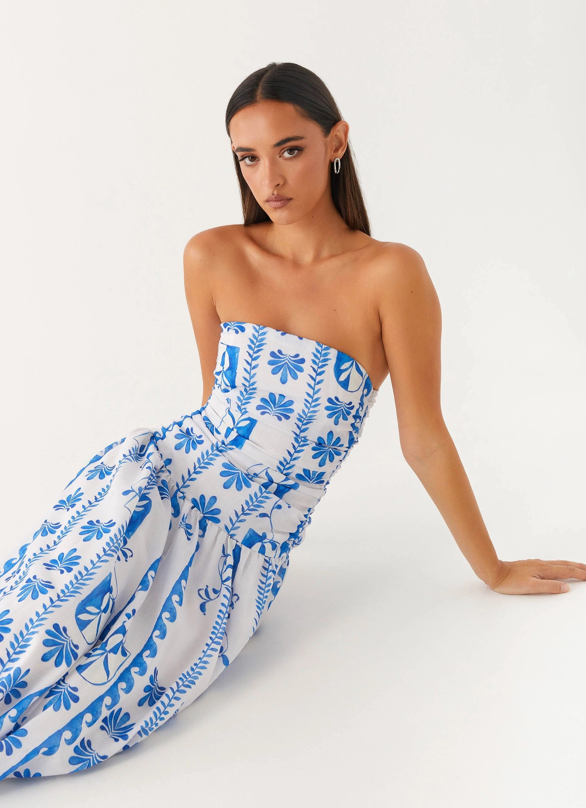 Cozy Energy Easy Pick Carmel Maxi Dress - Floral Wave