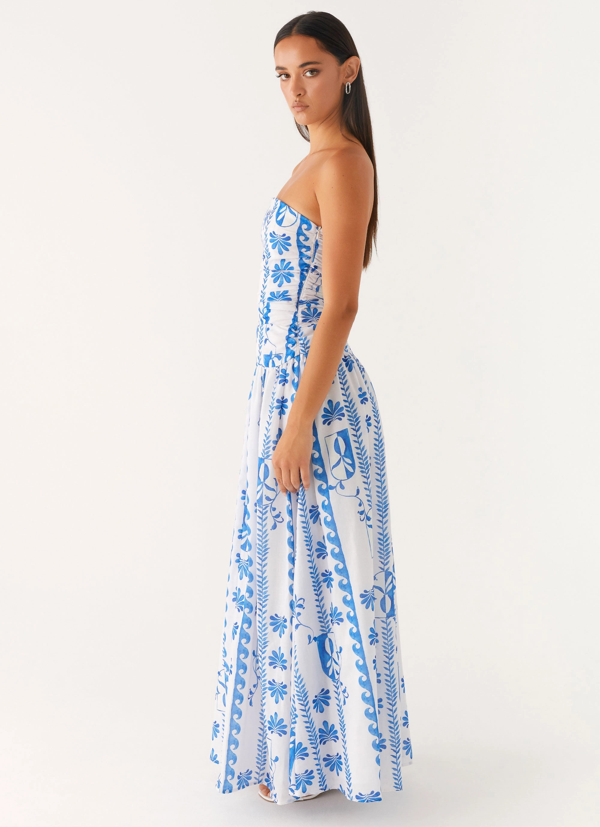 Texture Mood City Layering Carmel Maxi Dress - Floral Wave