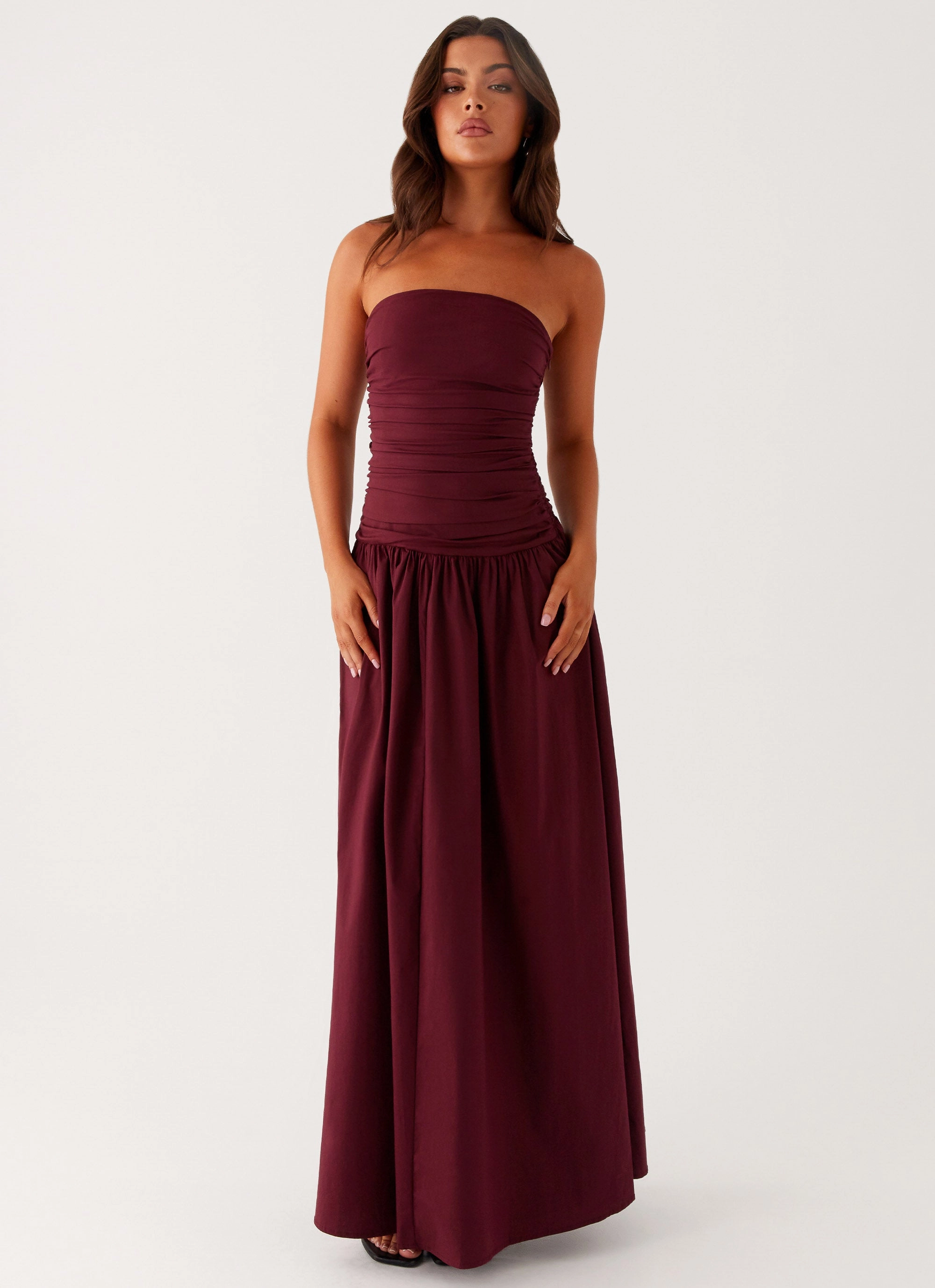 Vibrant Look Perfect Cut Carmel Maxi Dress - Mulberry