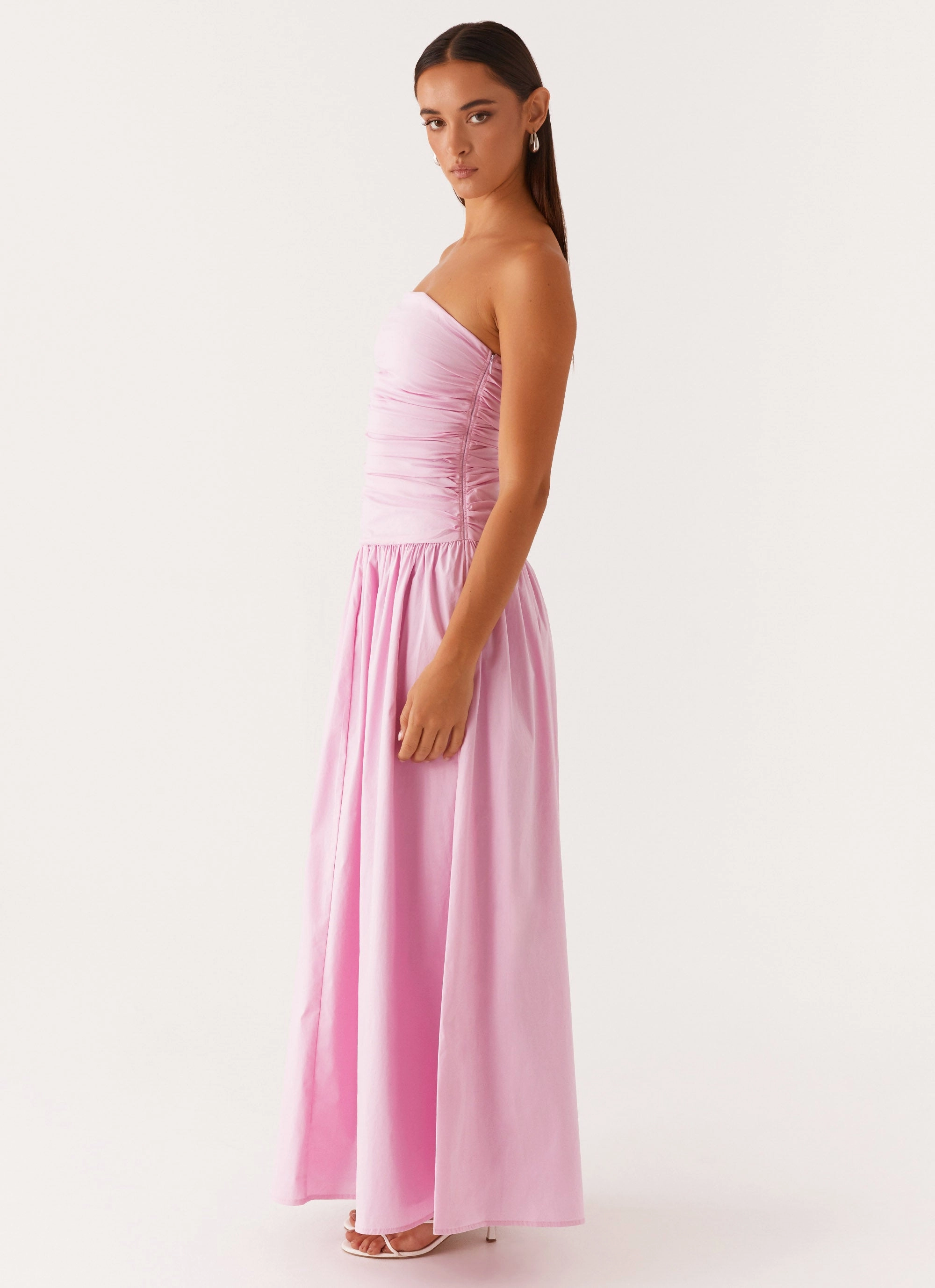 Farm Scene Slim-fit Carmel Maxi Dress - Pink