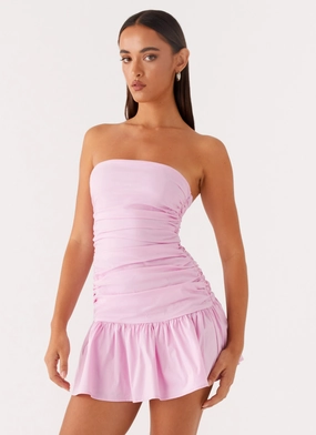 Smooth Drape Carmel Mini Dress - Pink
