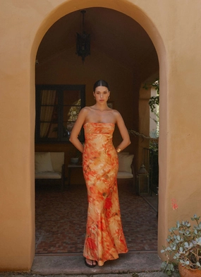 Carmen Maxi Dress - Sunset Floral Sleek and Sleek NonSlipClosure