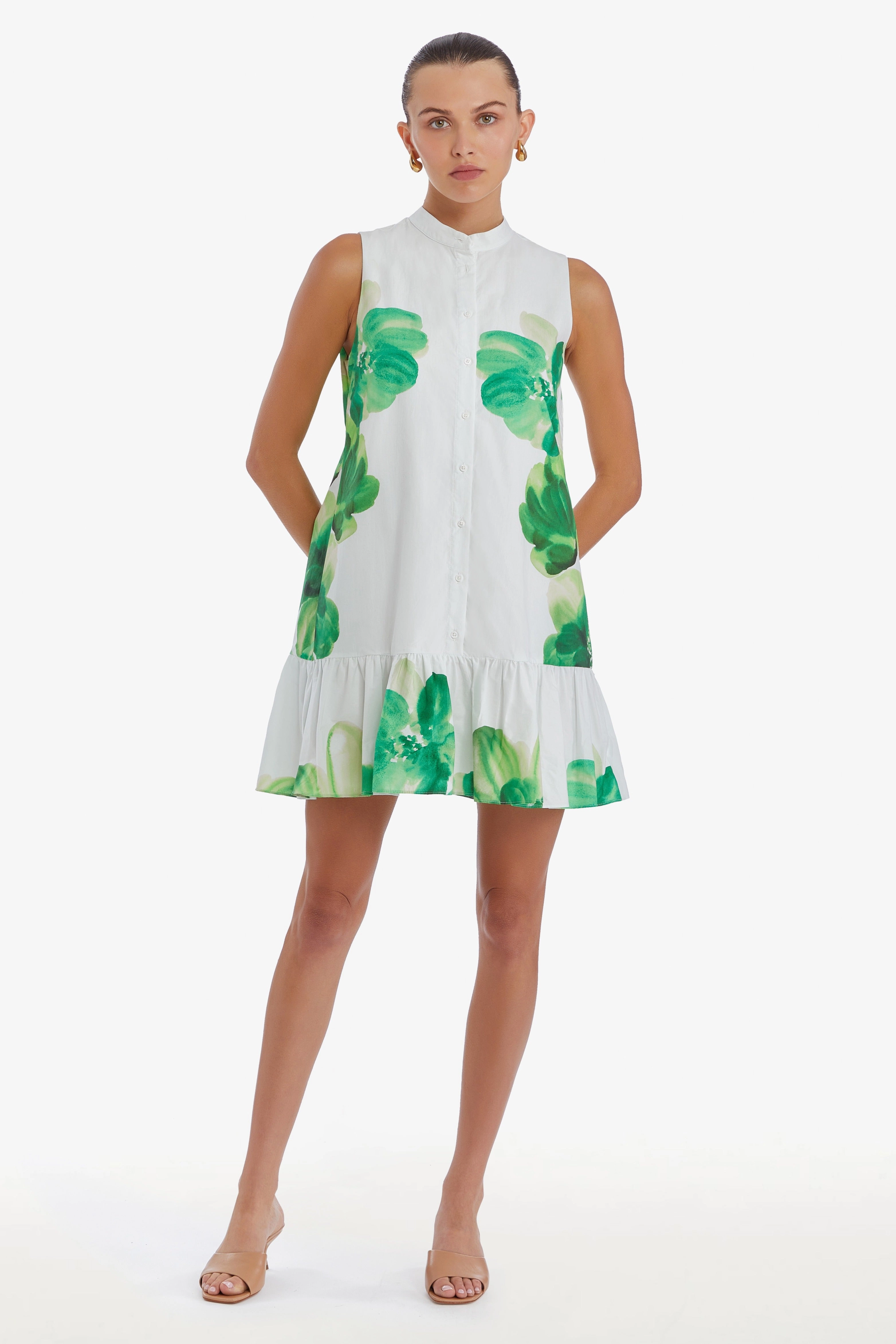 Carol Dress in Sendai Print Wide Swing Chilly Weather Wear