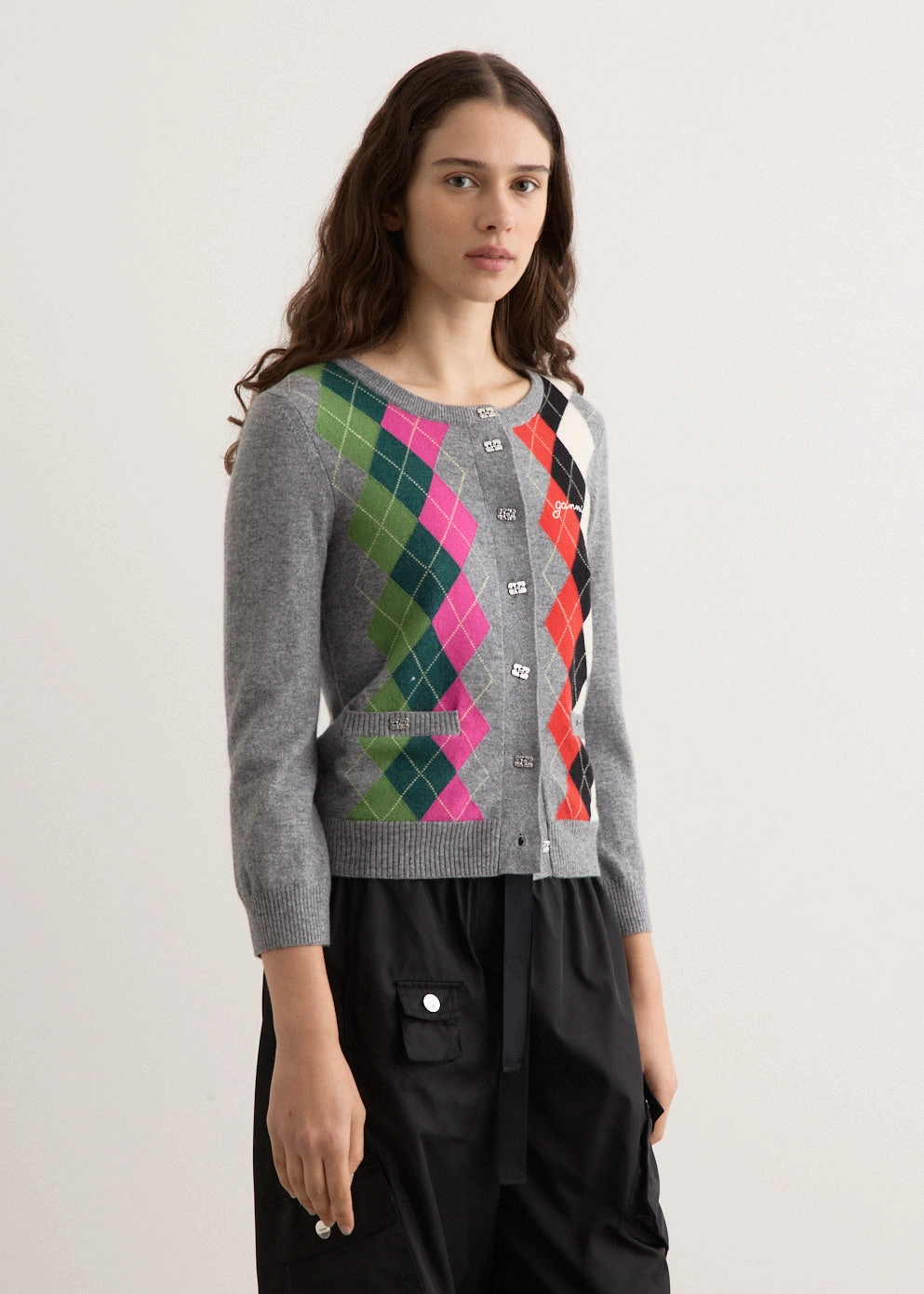 Cashmere Wool Mix Cardigan Chunky Cable Knit