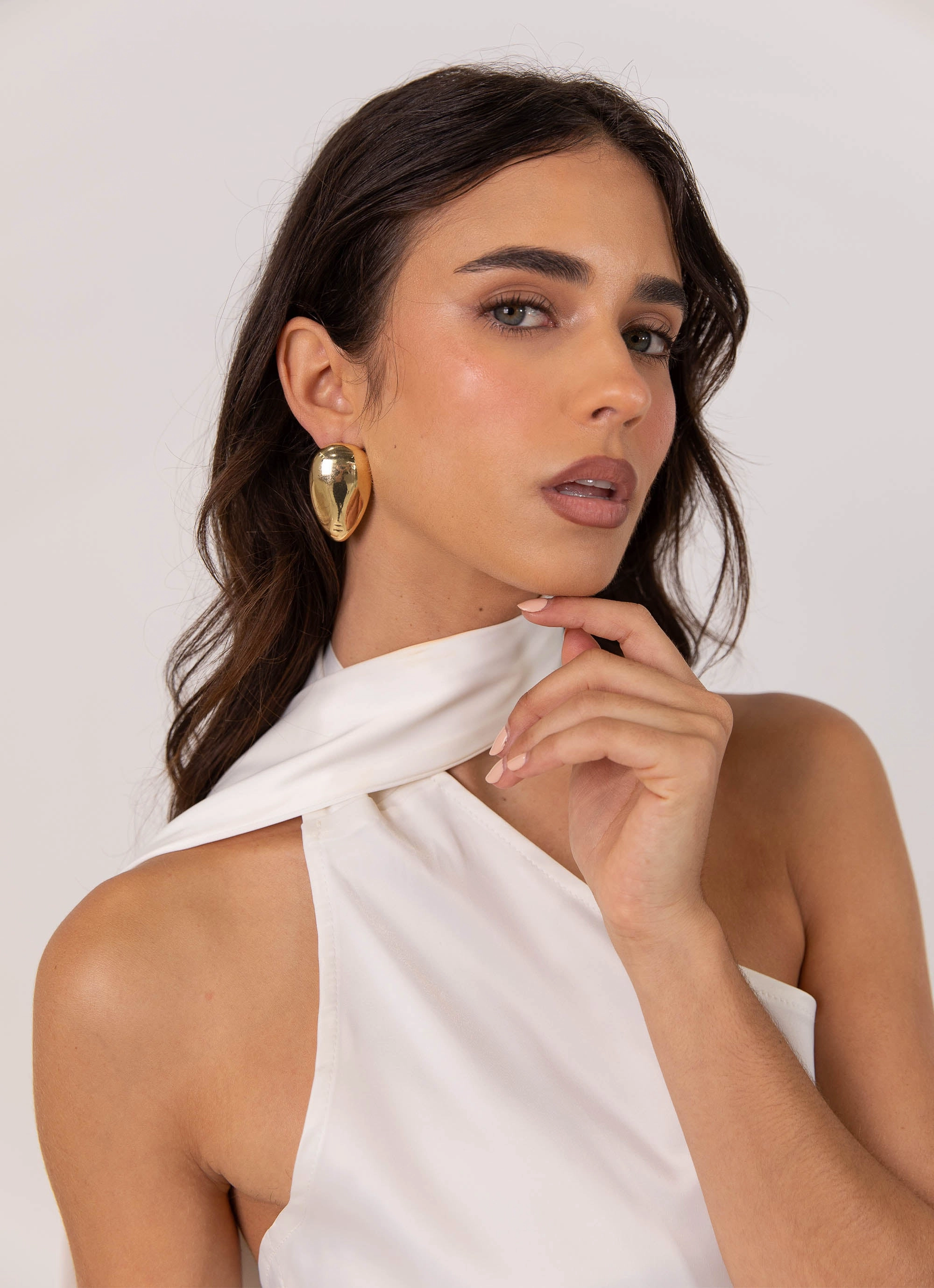 Eco-Lining Casual Tones Cassandra Scarf Mini Dress - Pearl