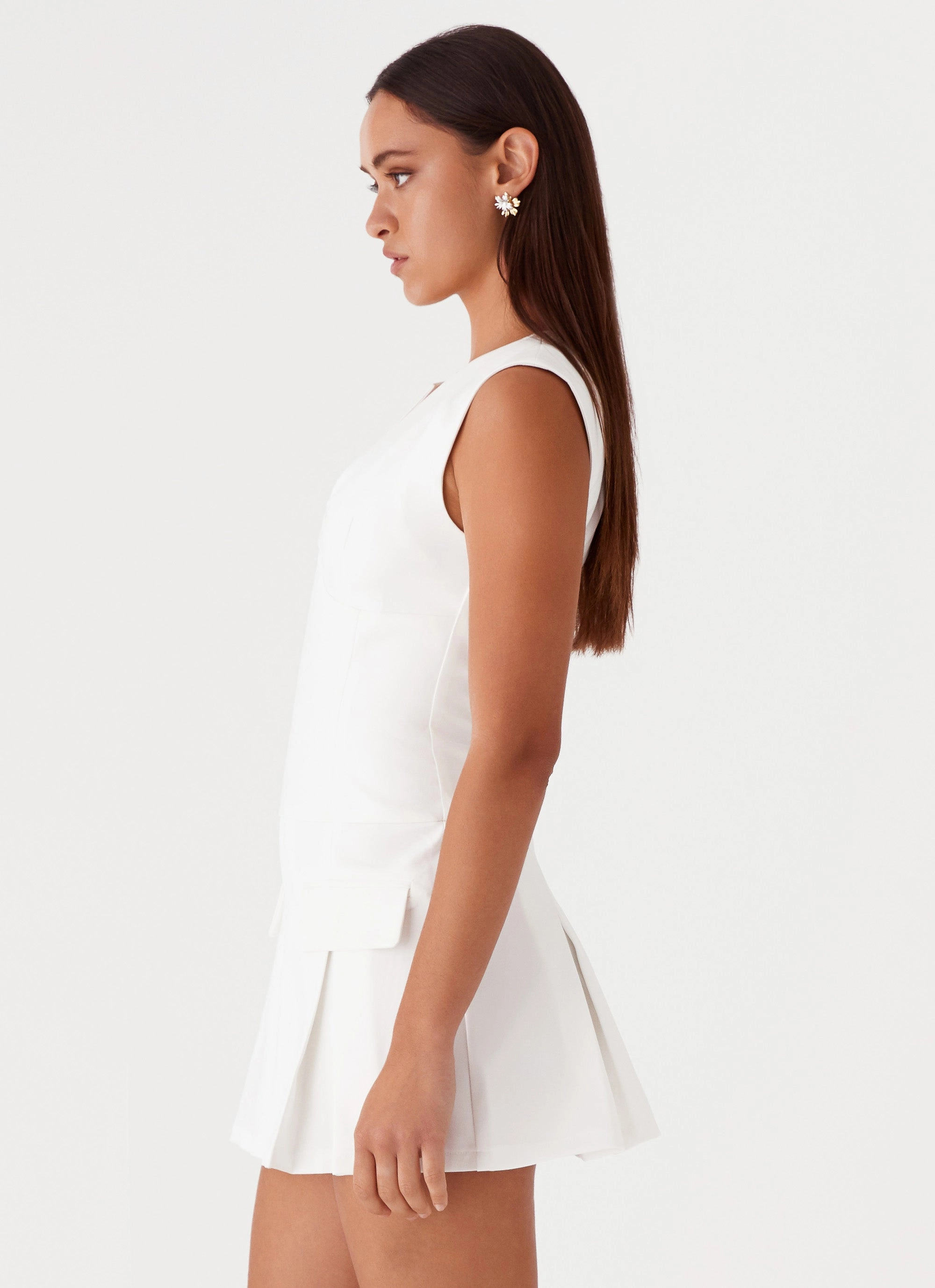Cassia Mini Dress - White Travel Fit Simple Style