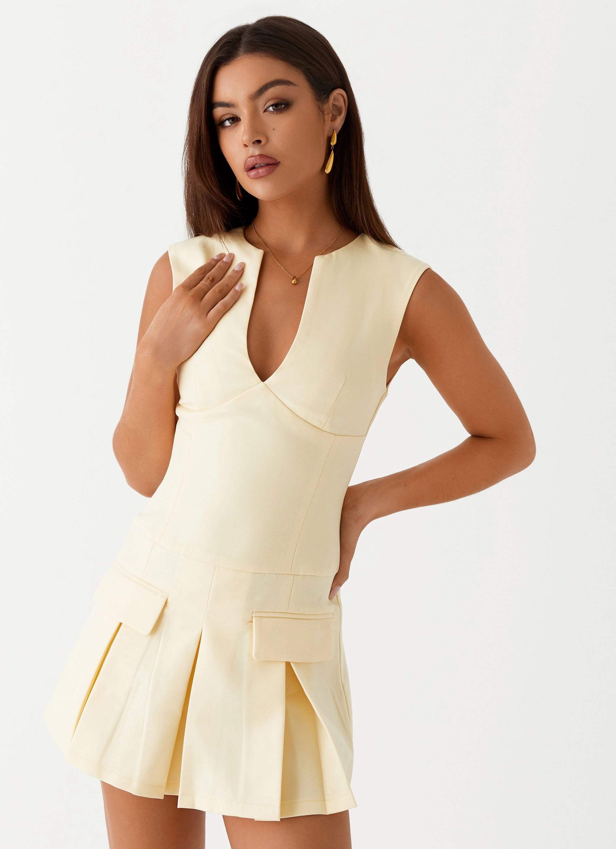 Modern Appearance Gentle Aesthetic Cassia Mini Dress - Yellow