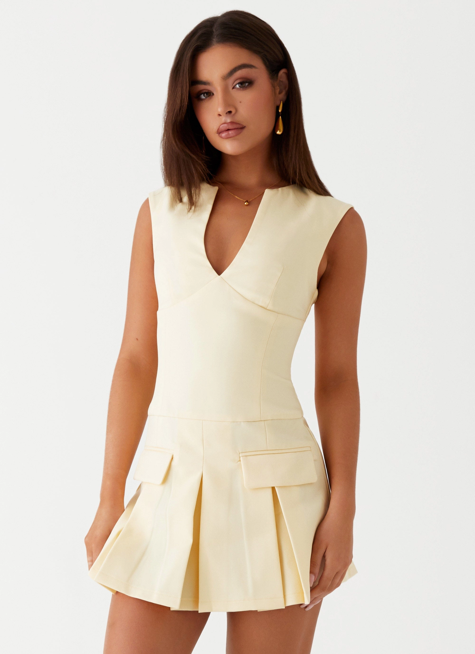 Relaxed and stylish Cassia Mini Dress - Yellow