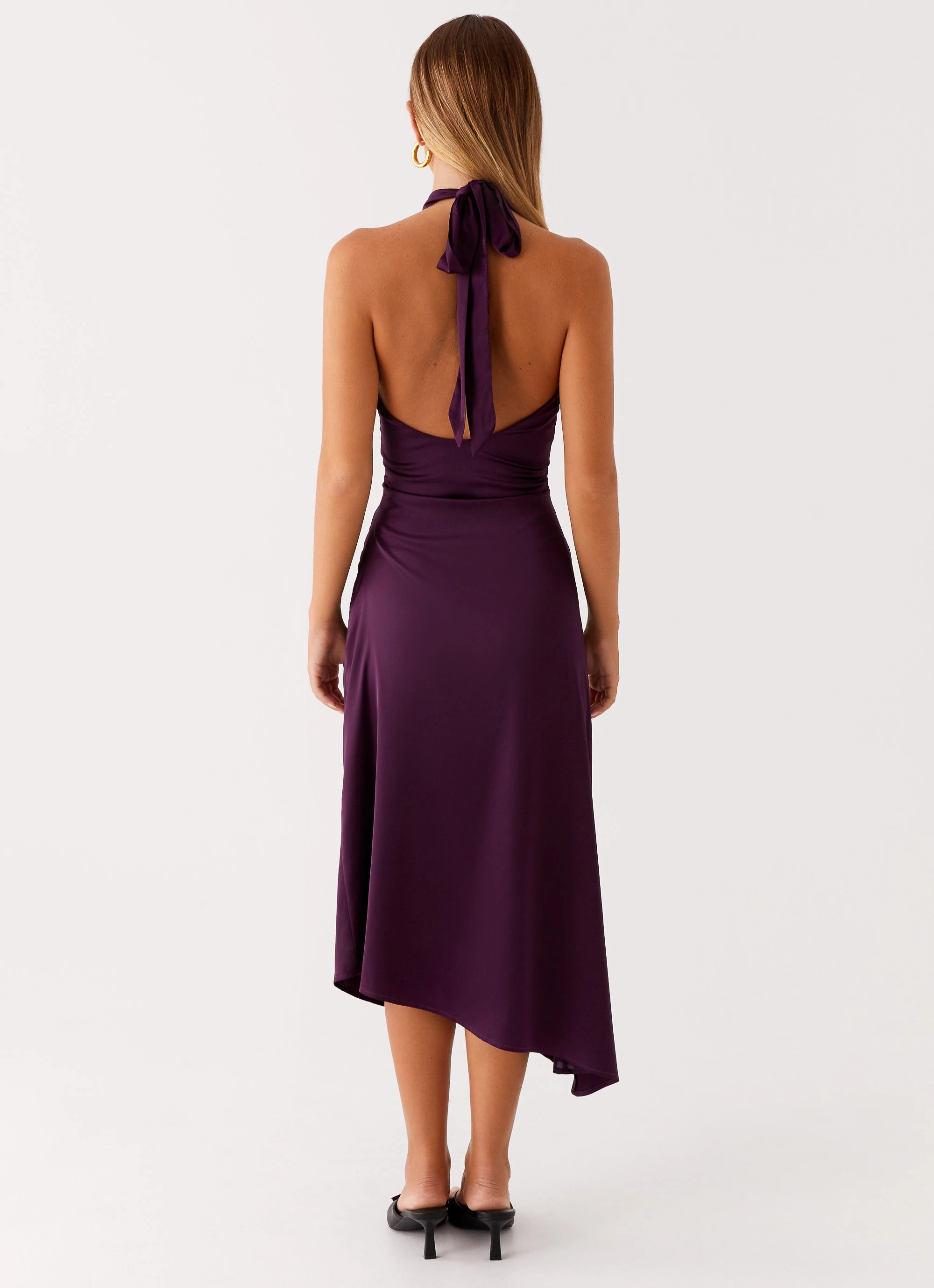 Clean Stitch Season Ready Casta Halterneck Midi Dress - Plum