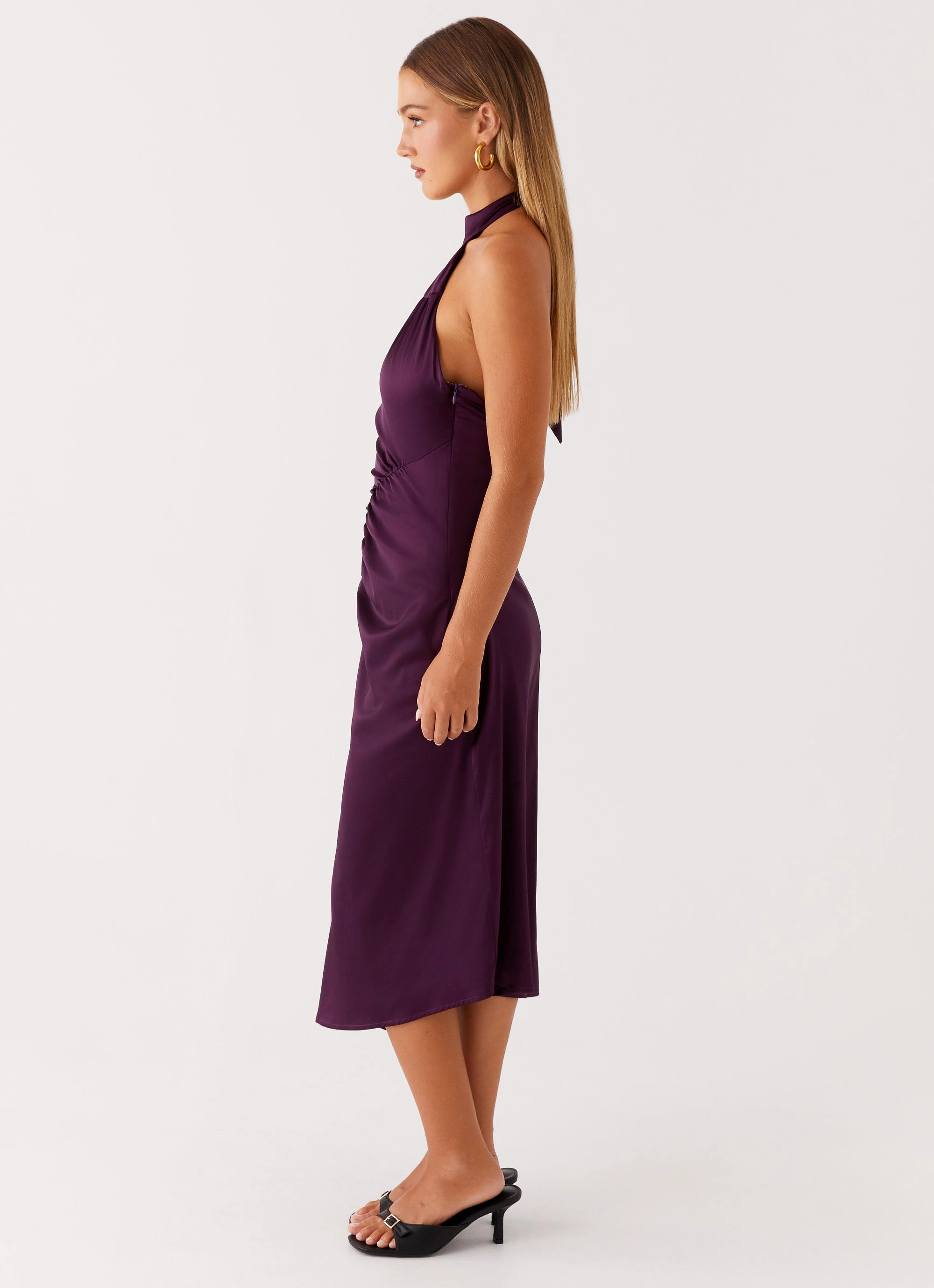 Coastal Chic Warm Season Casta Halterneck Midi Dress - Plum