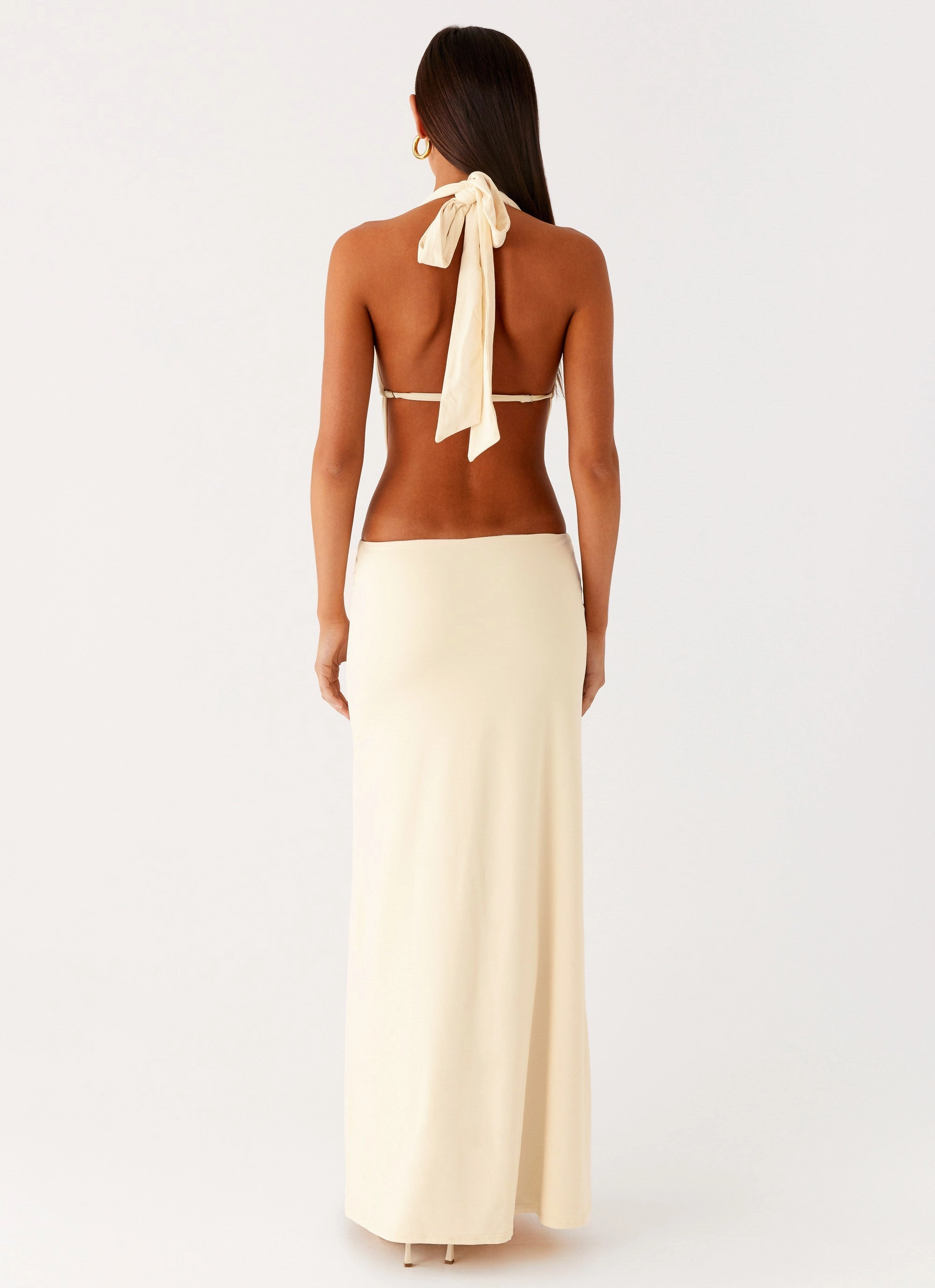 Dainty Finish Torina Halter Maxi Dress - Lemon