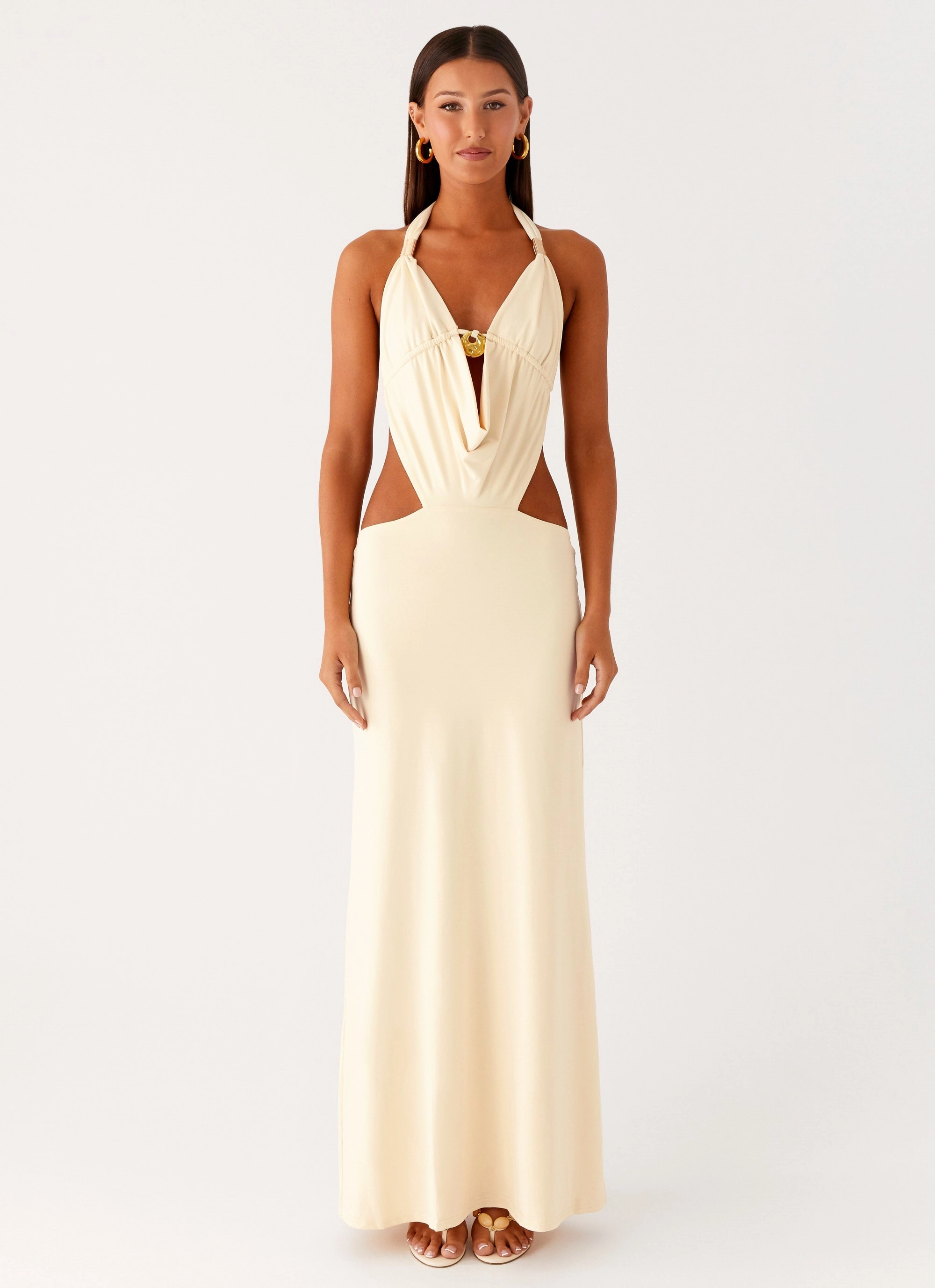Soft Appeal Soft Appearance Torina Halter Maxi Dress - Lemon