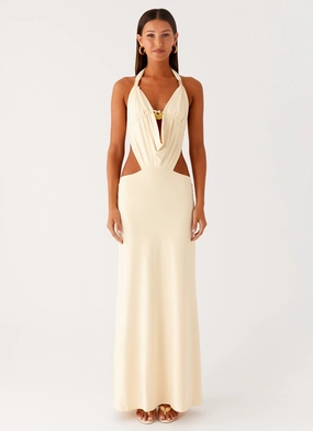Soft Appeal Soft Appearance Torina Halter Maxi Dress - Lemon