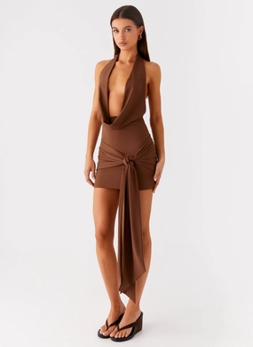 Moment Glow Orchard Mini Dress - Chocolate