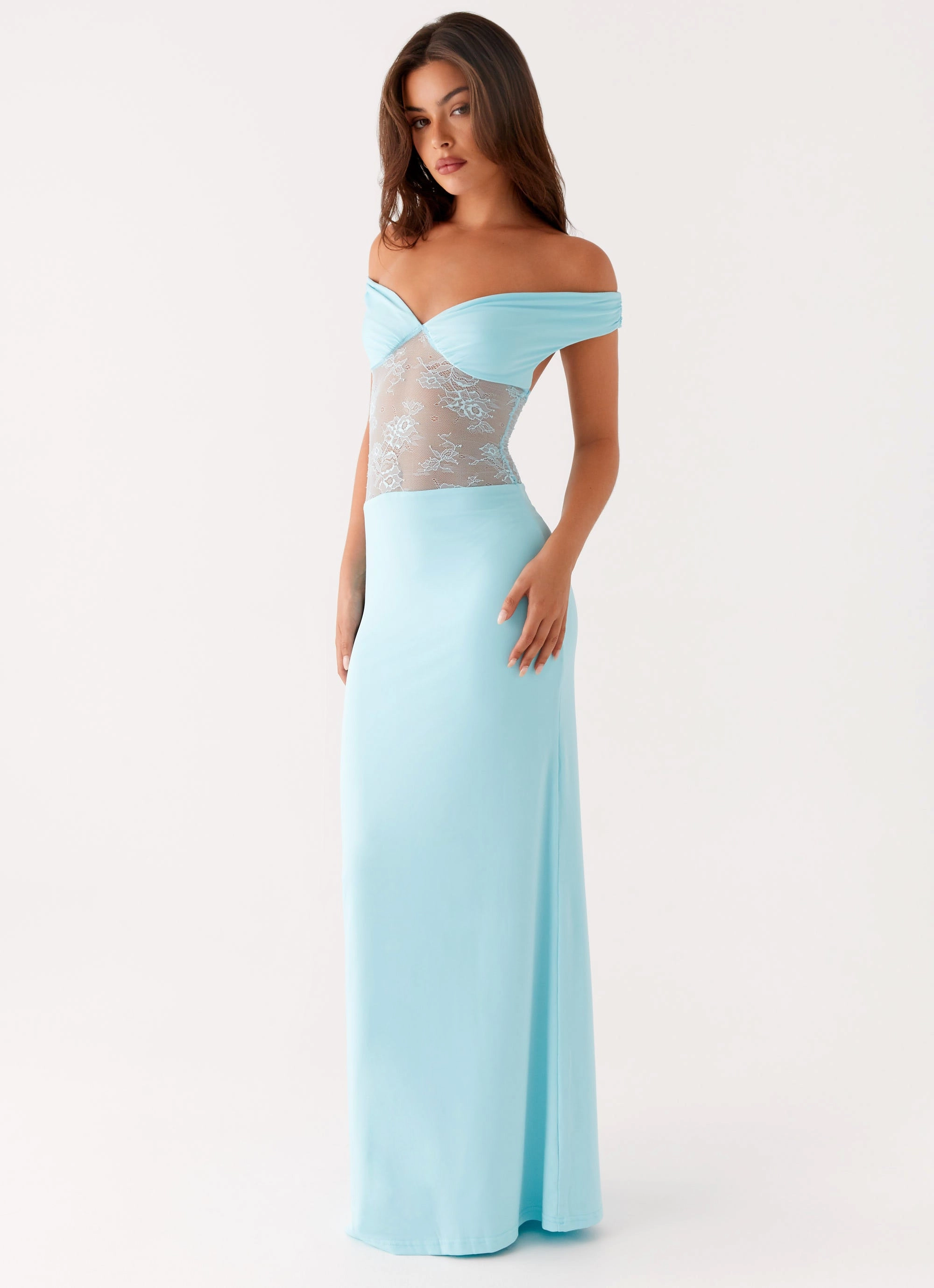 Infatuation Lace Maxi Dress - Turquoise Softly Structured Pure Motion
