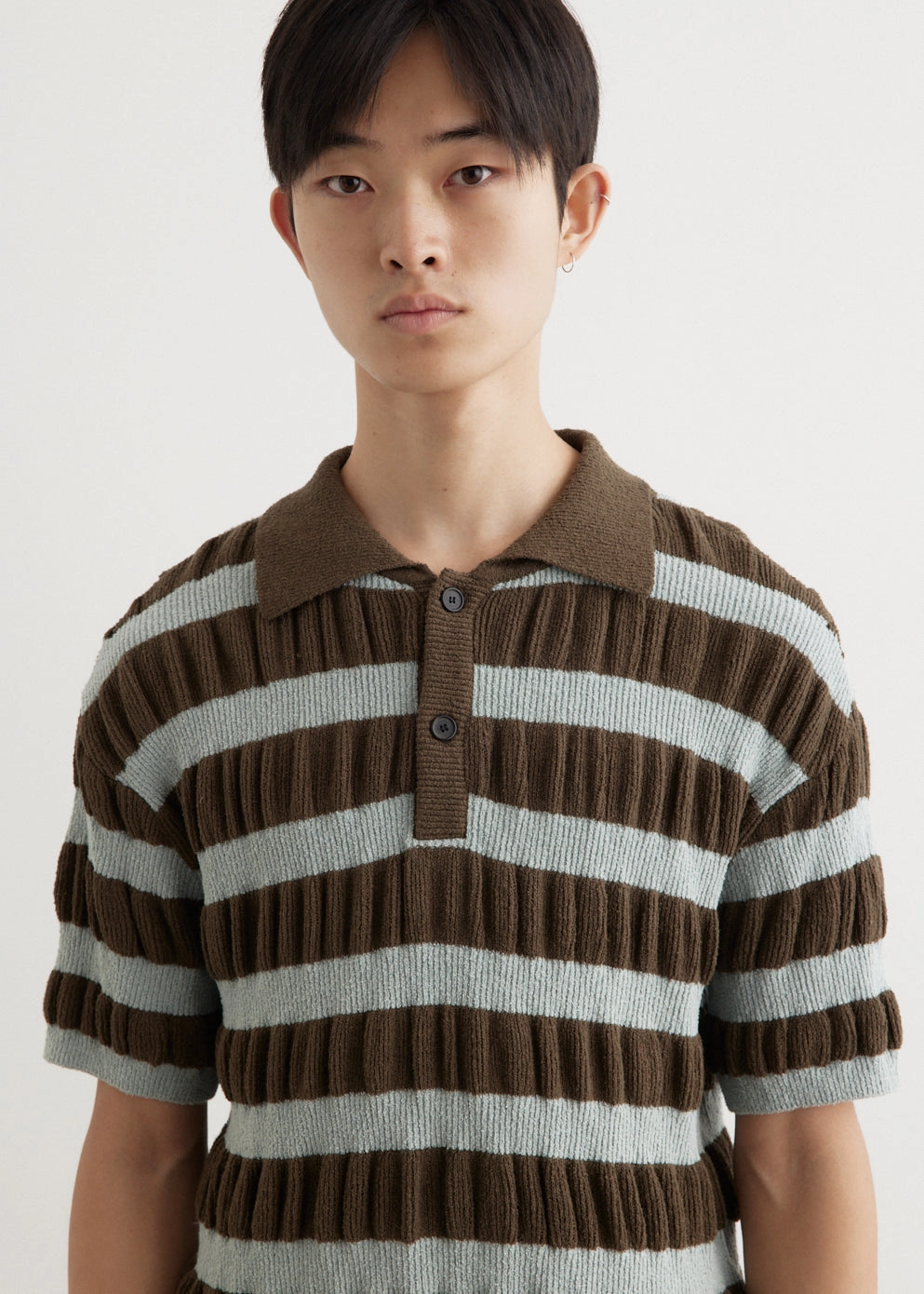 Bubble Stripe Polo Sweater LowMaintenance Fabric