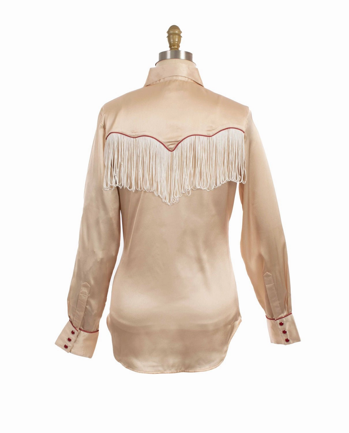 Scully Womens Retro Snap Fringe Tan 100% Polyester L/S Blouse No Chafe Edging