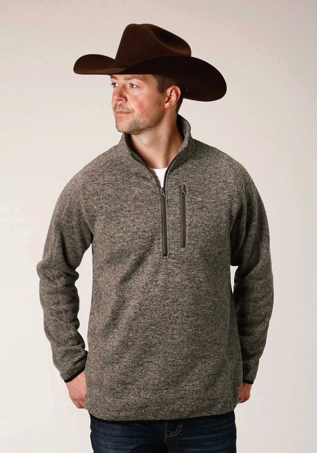 Adjustable Cuff Closure Static Dissipating Fiber Stetson Mens Tan Polyester Bonded Knit Sweater