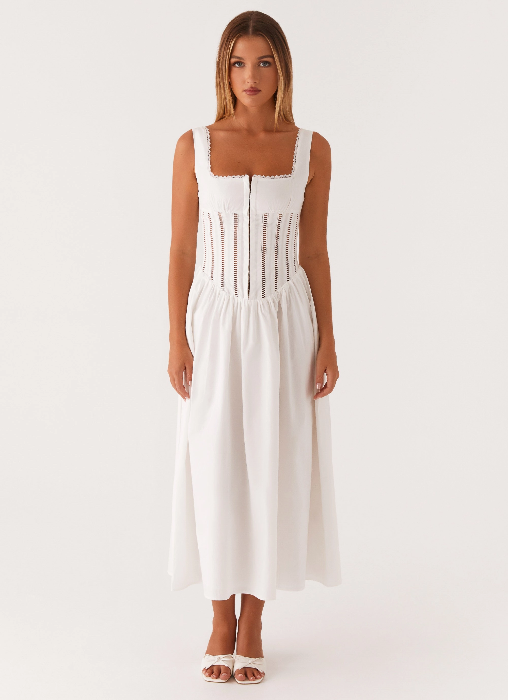 Waiting On You Midi Dress - White Raglan-Sleeve Cocktail-Party