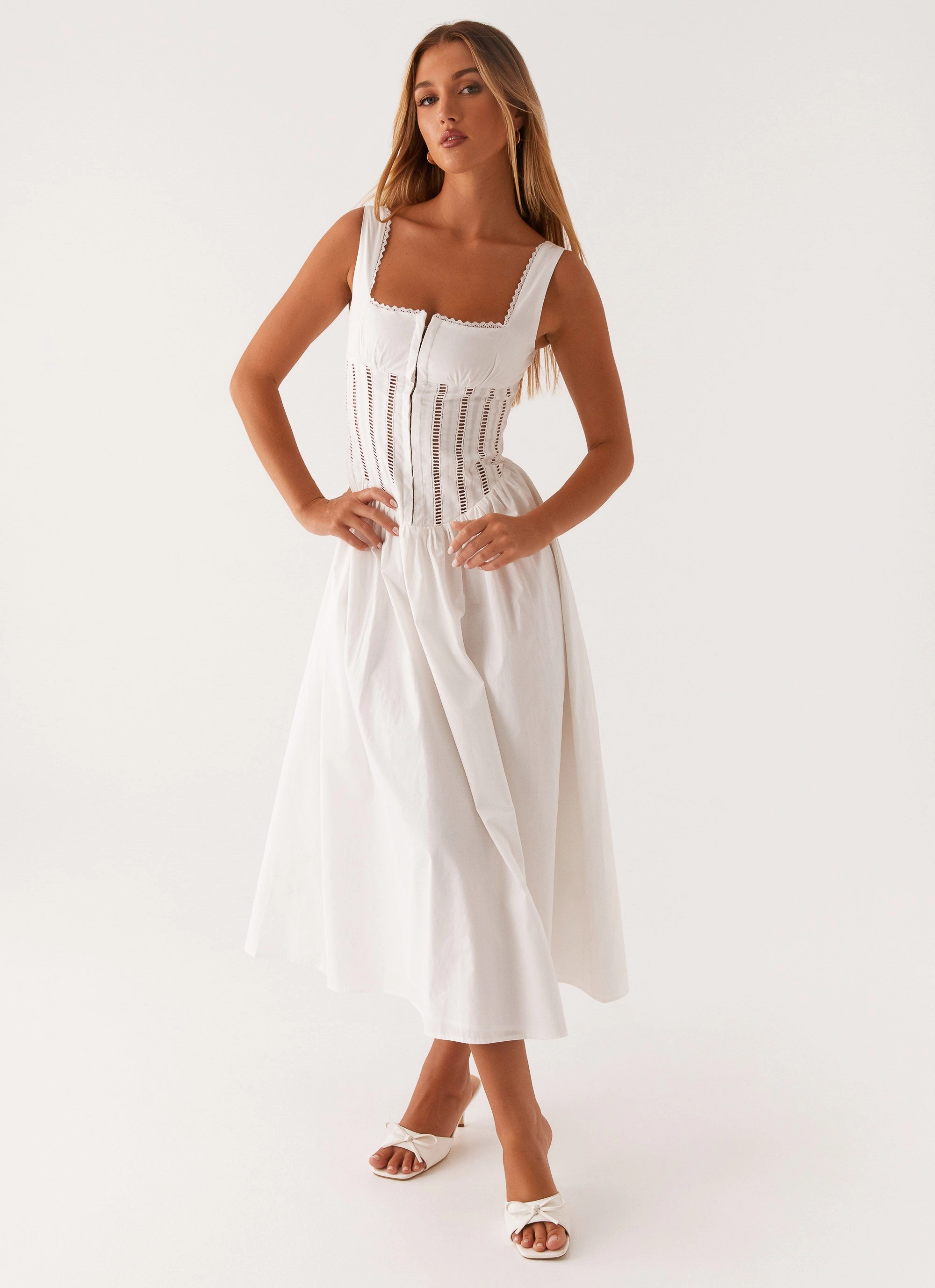 Travel Vibe Move Easy Waiting On You Midi Dress - White