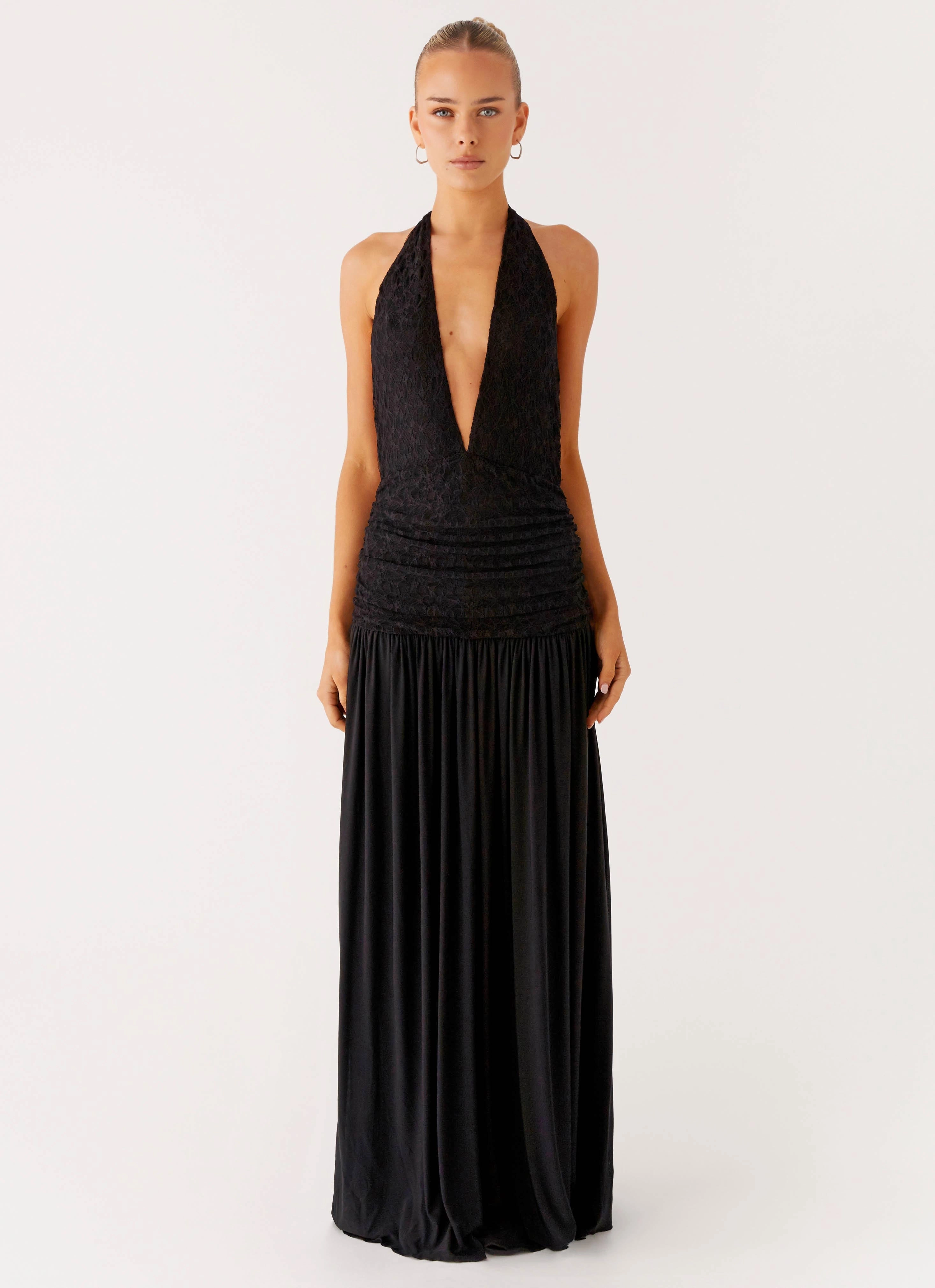 Texture Style Full Attention Maxi Dress - Black