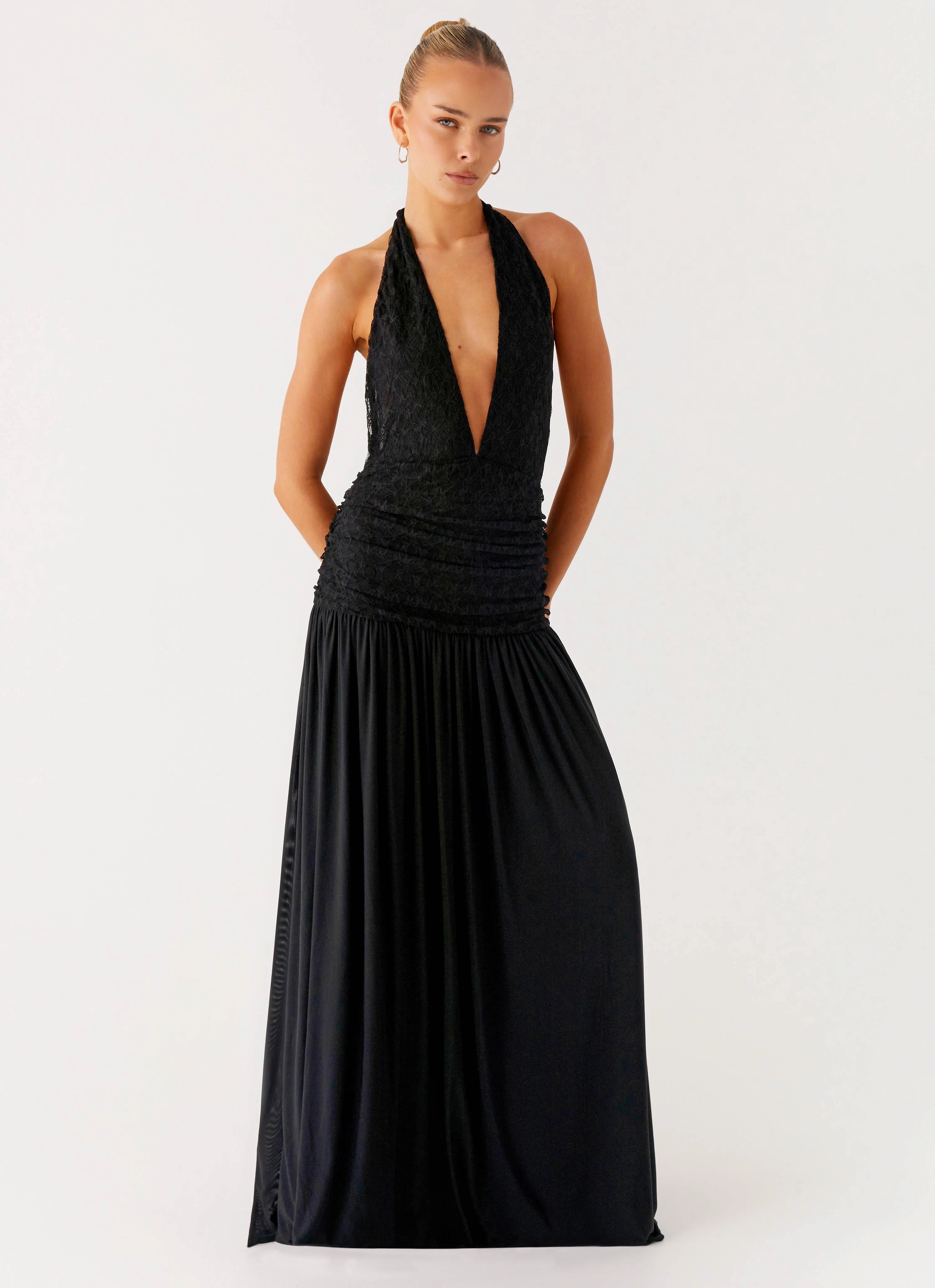 Full Attention Maxi Dress - Black Work Friendly Elegant Comfort