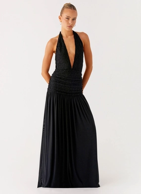 Full Attention Maxi Dress - Black Work Friendly Elegant Comfort