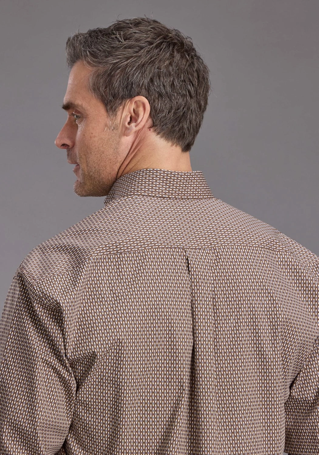 Stetson Mens Blue Line Diamonds Brown 100% Cotton 1 Pkt L/S Shirt Cuffed hem