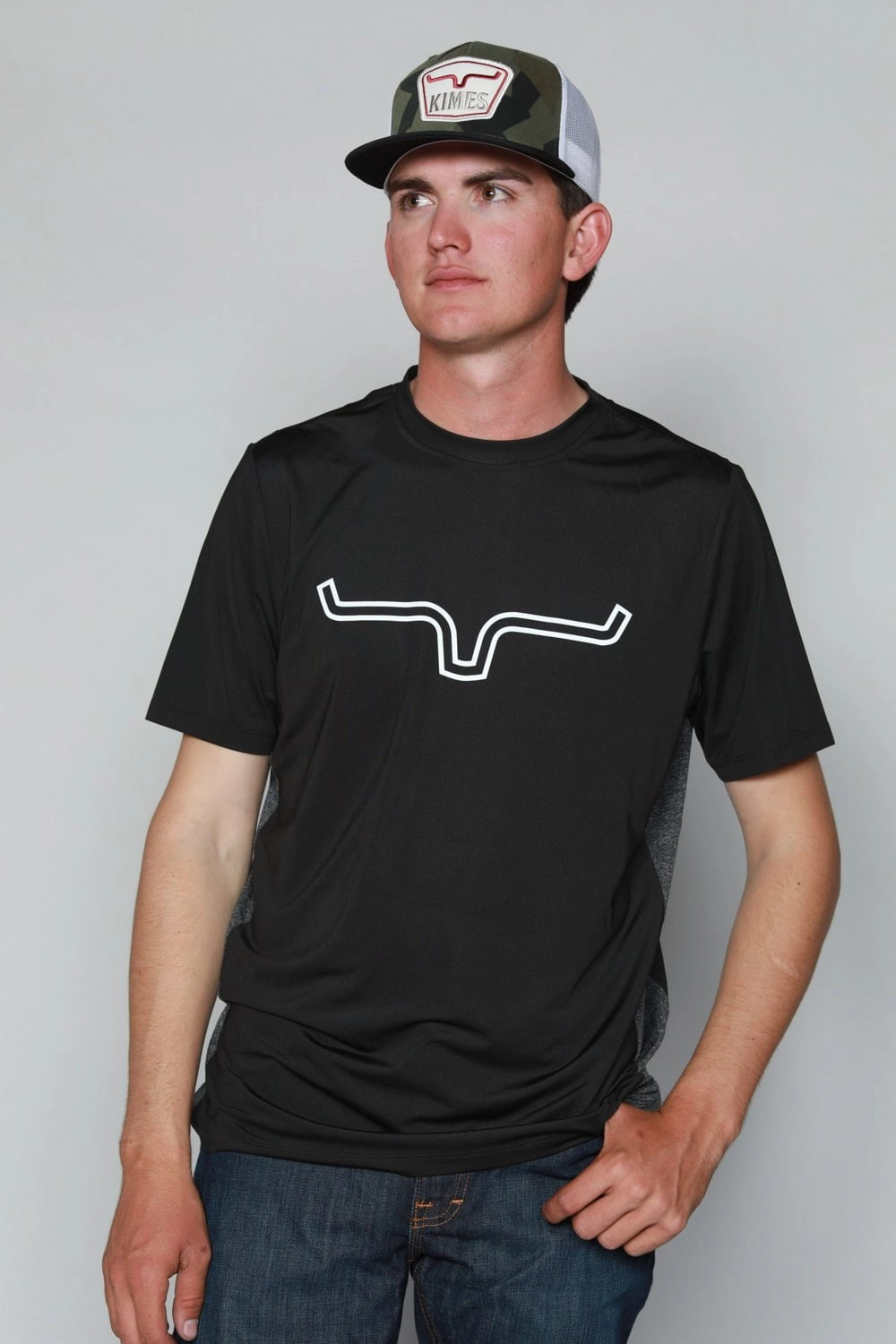 Low Profile Pocket Design Kimes Ranch Mens Phase 2 Tech Tee Grey Polyester Blend S/S T-Shirt