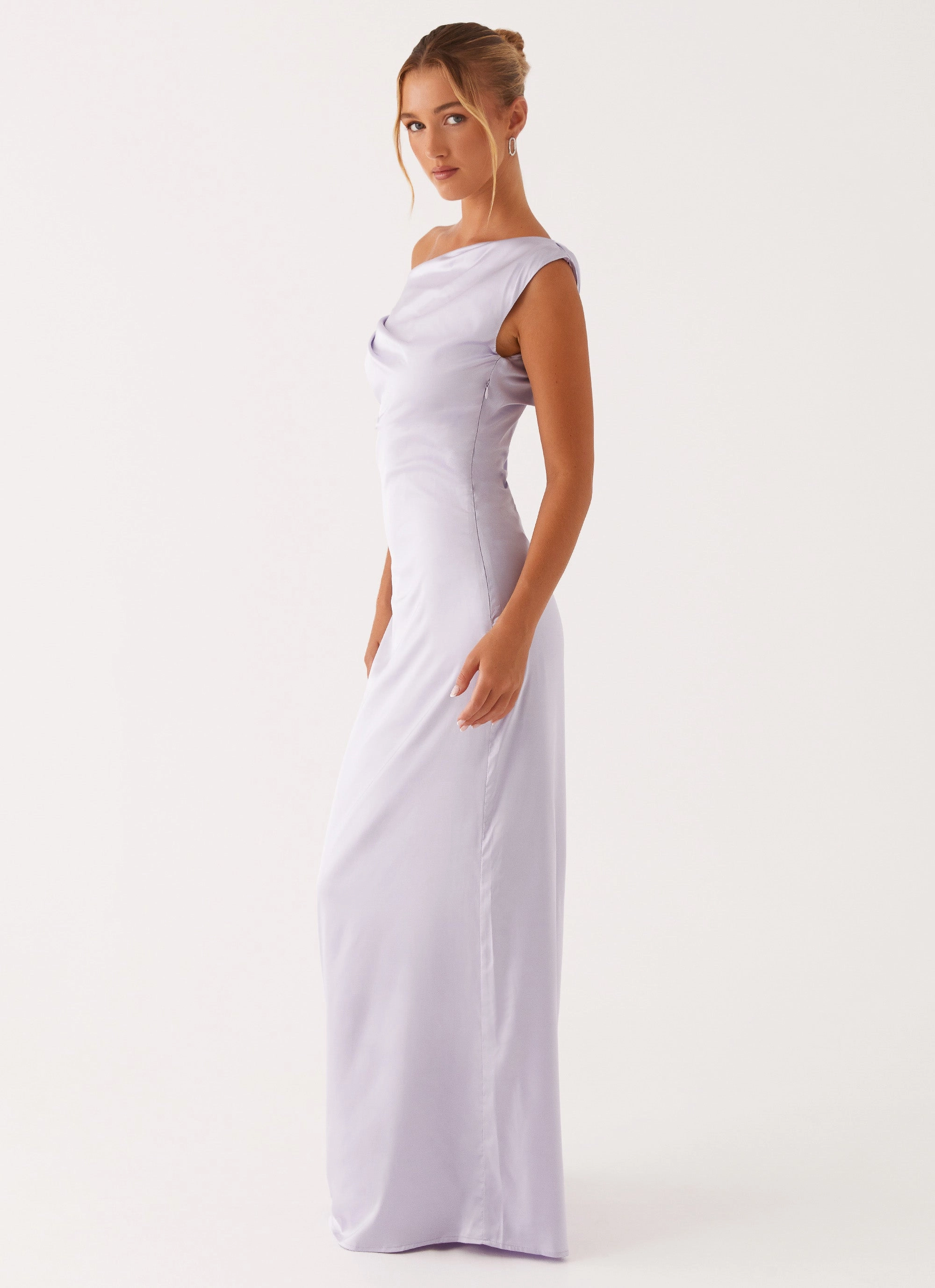 Heart Of Glass Satin Maxi Dress - Lilac Maternity-Fit Quick Fit