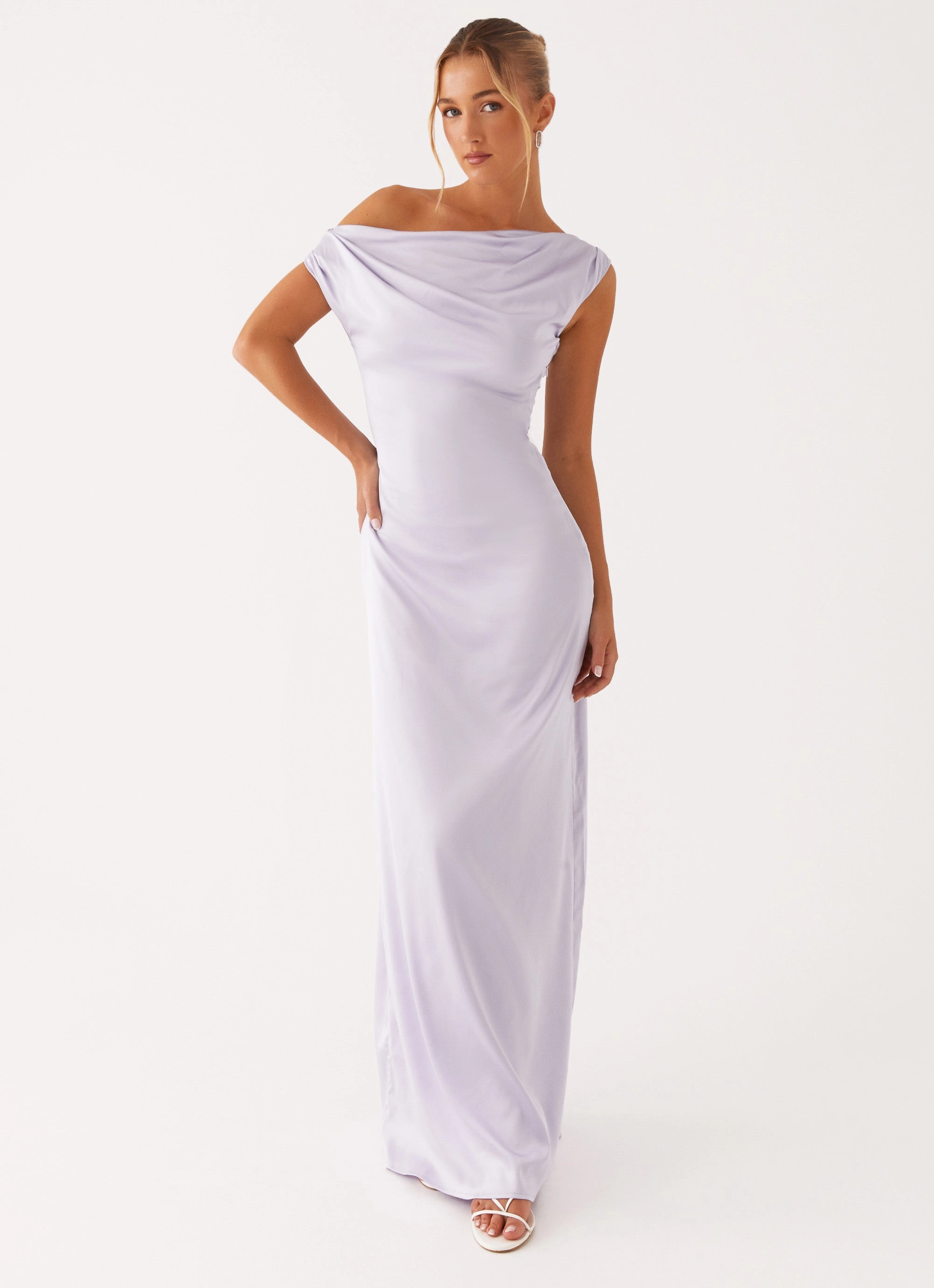 Heart Of Glass Satin Maxi Dress - Lilac Street Ready