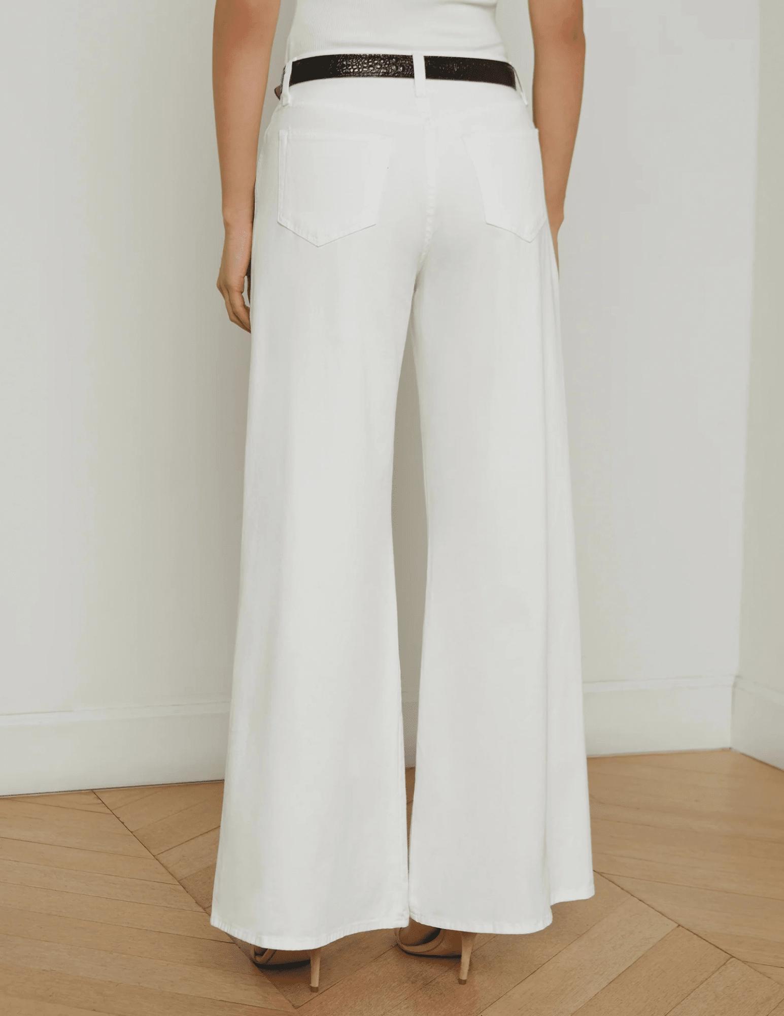 LAGENCE Beau T-Seam Wide Leg Jeans in Blanc Relaxed Mood Low Impact Dye